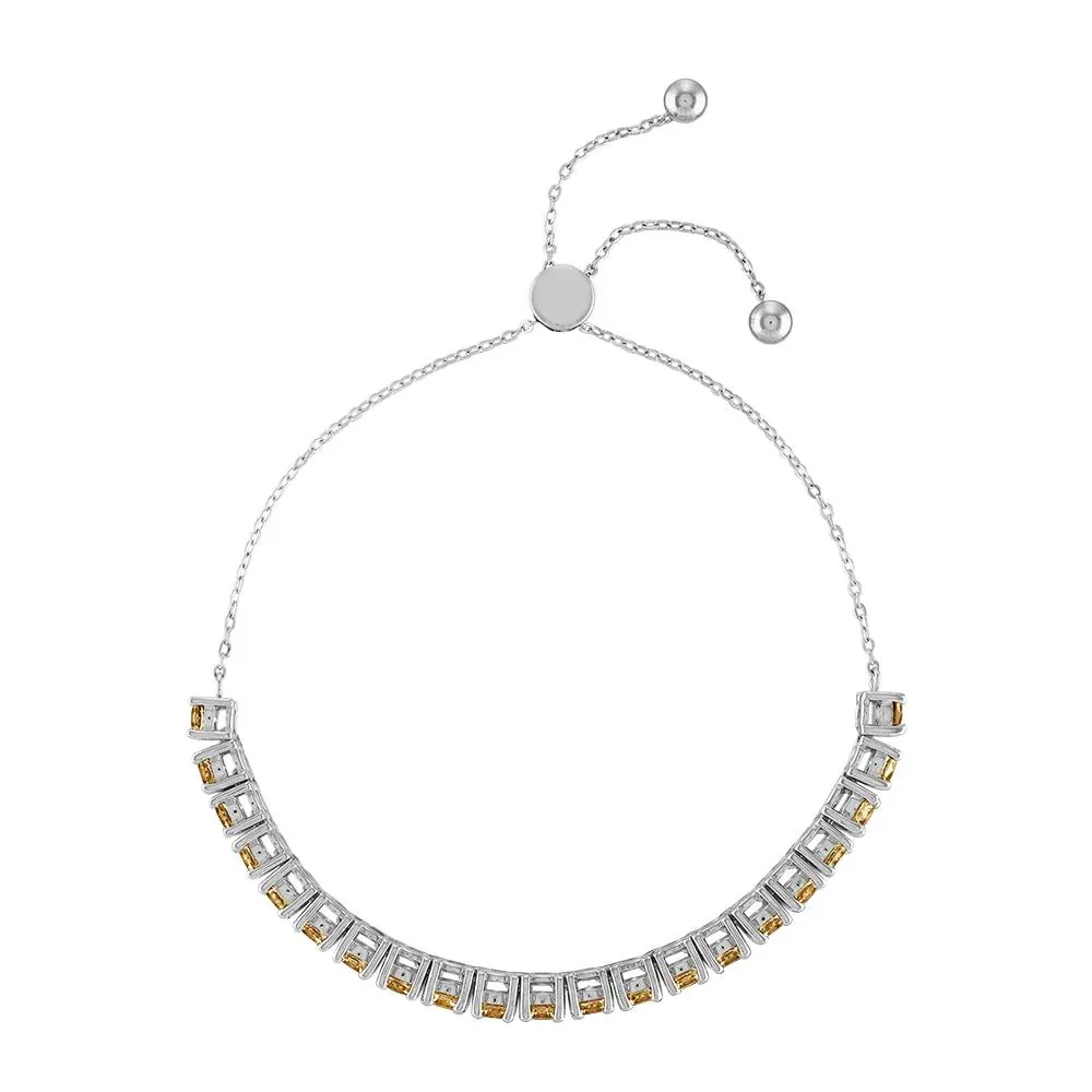 Citrine Bolo Bracelet .925 Sterling Silver White Size 9" - Image 2