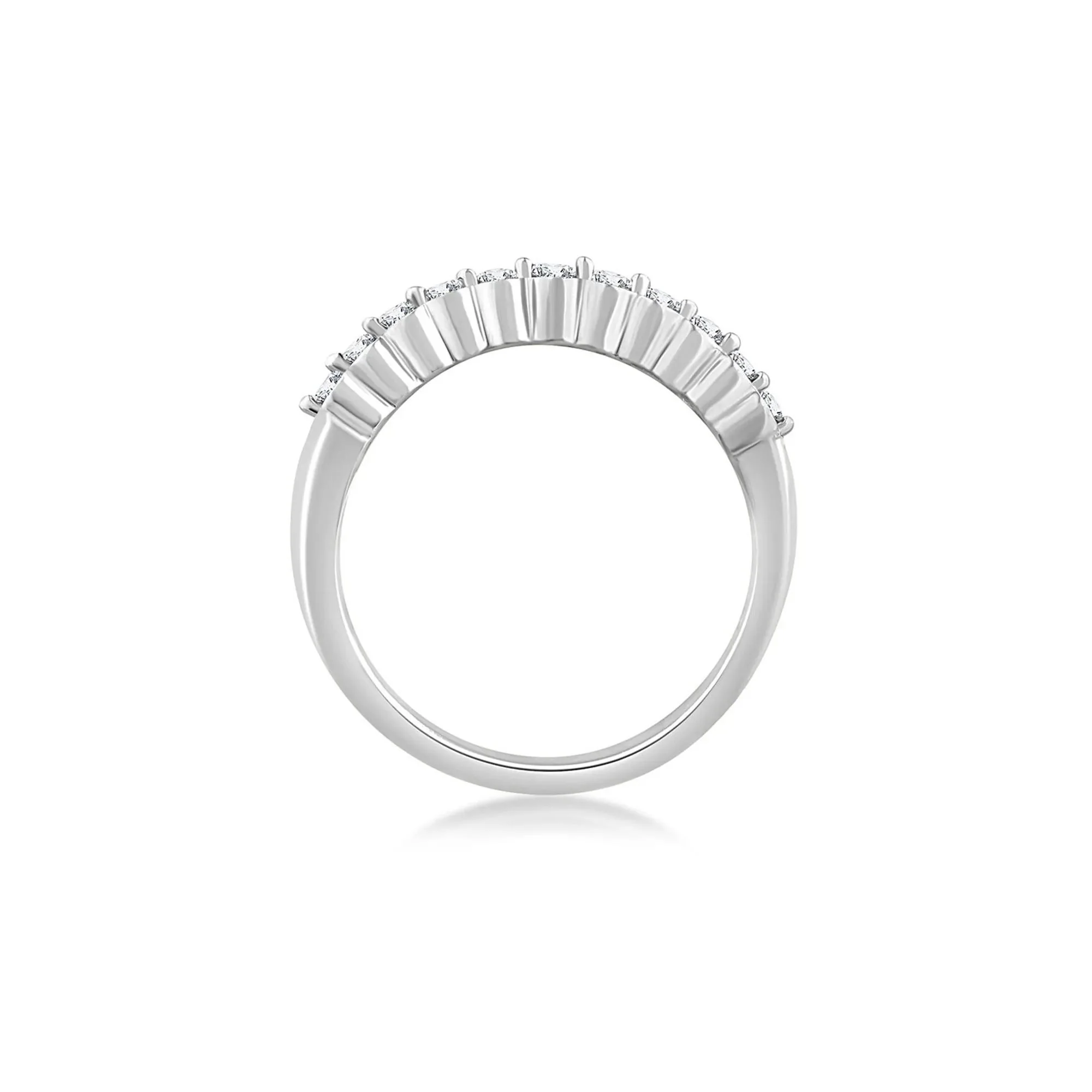 3 CT. Tw. Seven-Row Diamond Wedding Band Ring 10K White Gold Round Brilliant Cut Size 6 - Image 2