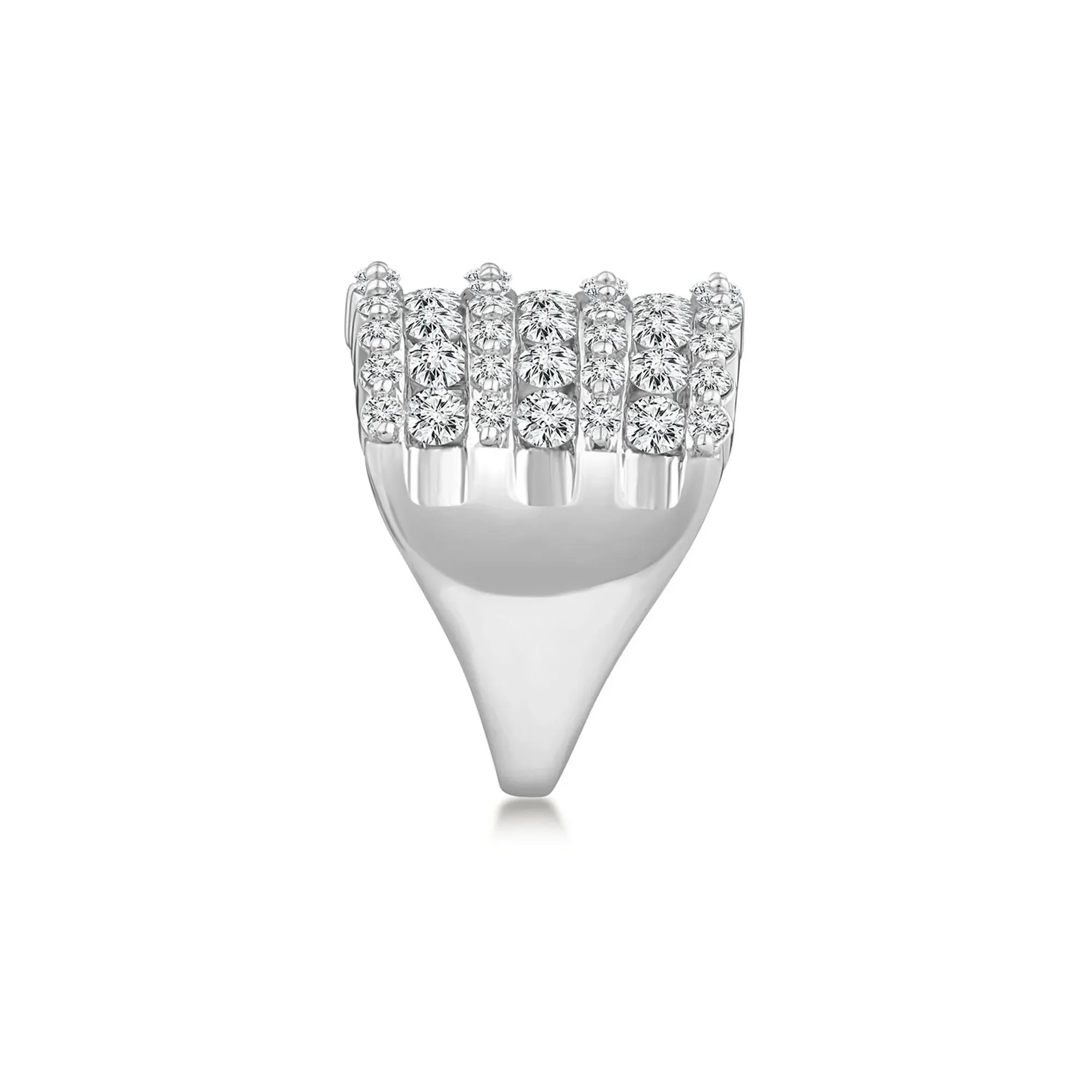 3 CT. Tw. Seven-Row Diamond Wedding Band Ring 10K White Gold Round Brilliant Cut Size 8 - Image 3