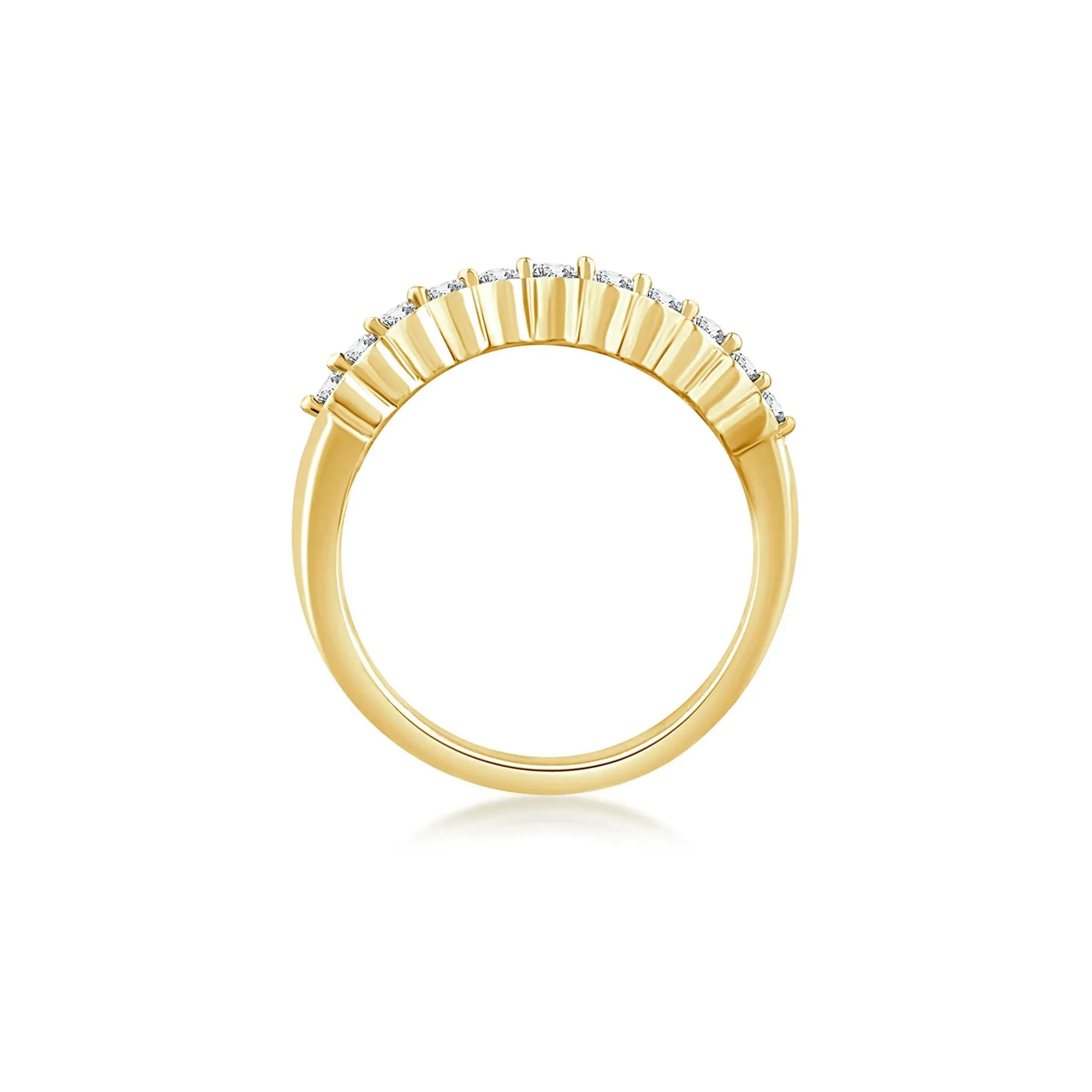 3 CT. Tw. Seven-Row Diamond Wedding Band Ring 10K Yellow Gold Round Brilliant Cut Size 6 - Image 2