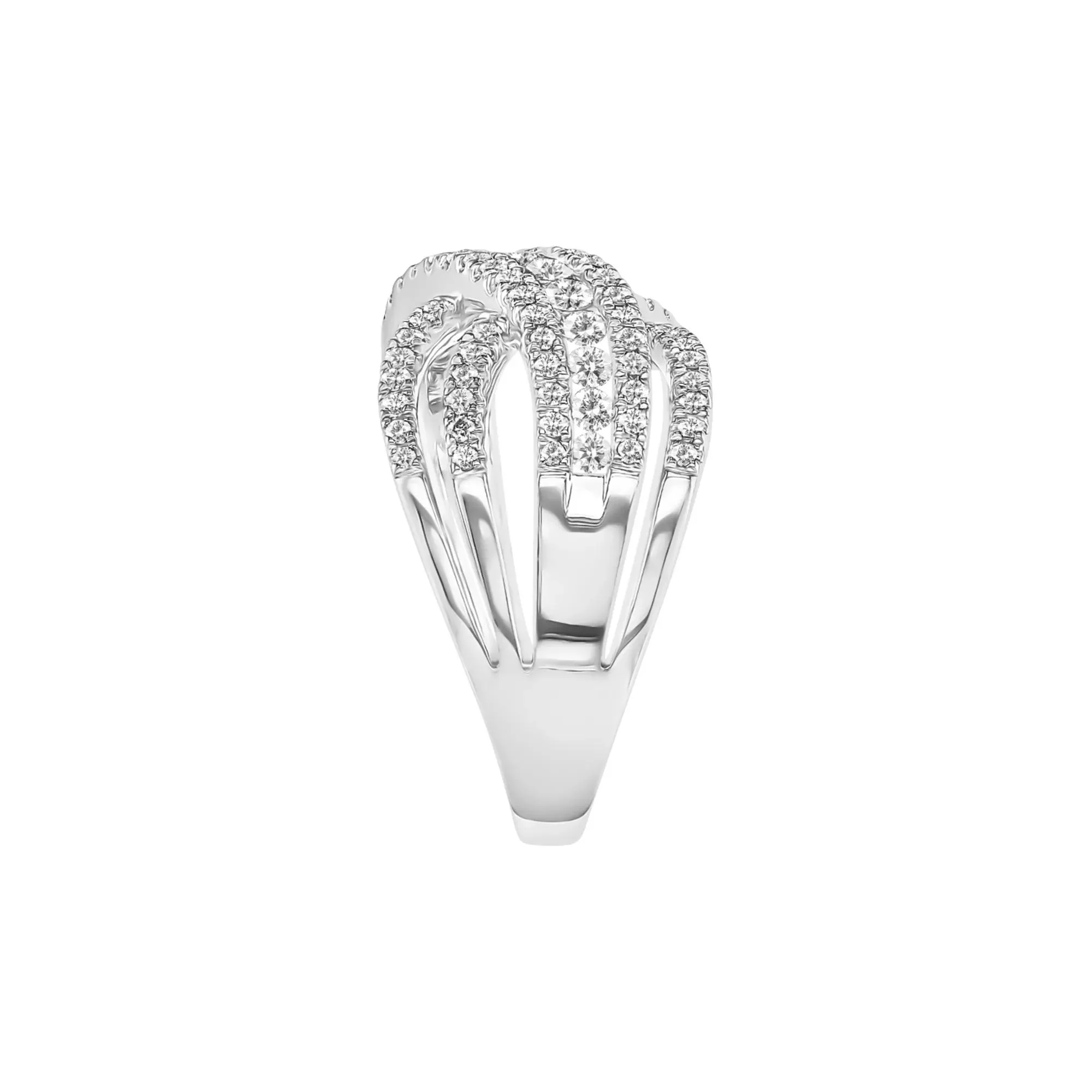 1 CT. Tw. Diamond Crossover Band Ring 10K White Gold Round Brilliant Cut Size 6 - Image 3