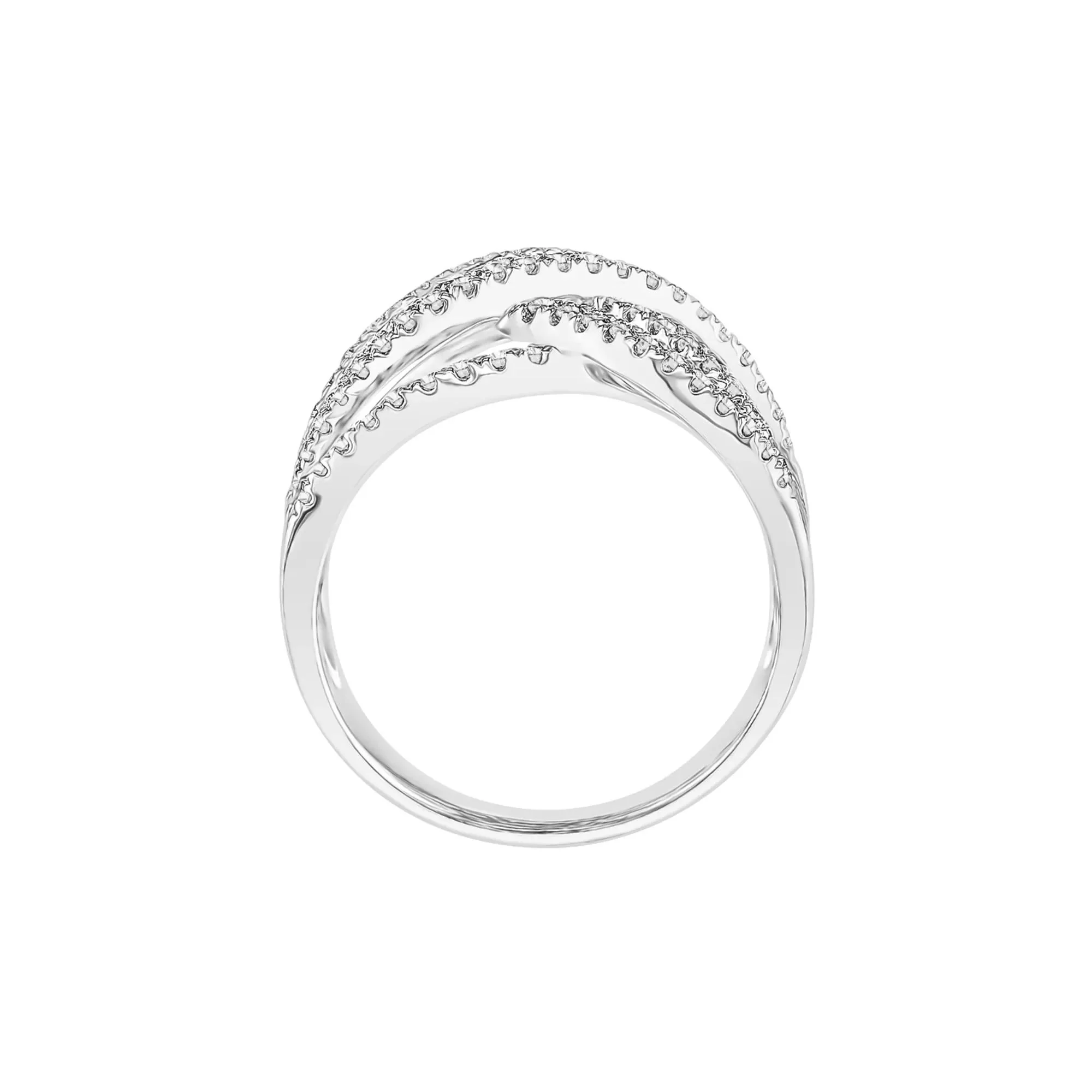 1 CT. Tw. Diamond Crossover Band Ring 10K White Gold Round Brilliant Cut Size 7.5 - Image 2