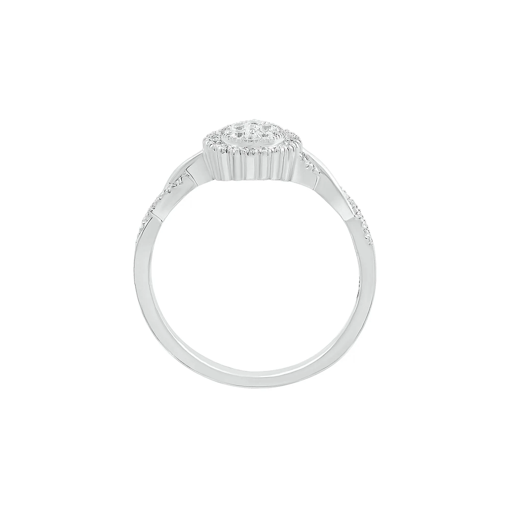1/4 CT. Tw. Pear-Shaped Promise Ring with Diamond Twist Band .925 Sterling Silver Round Brilliant Cut White Size 6 - Image 2