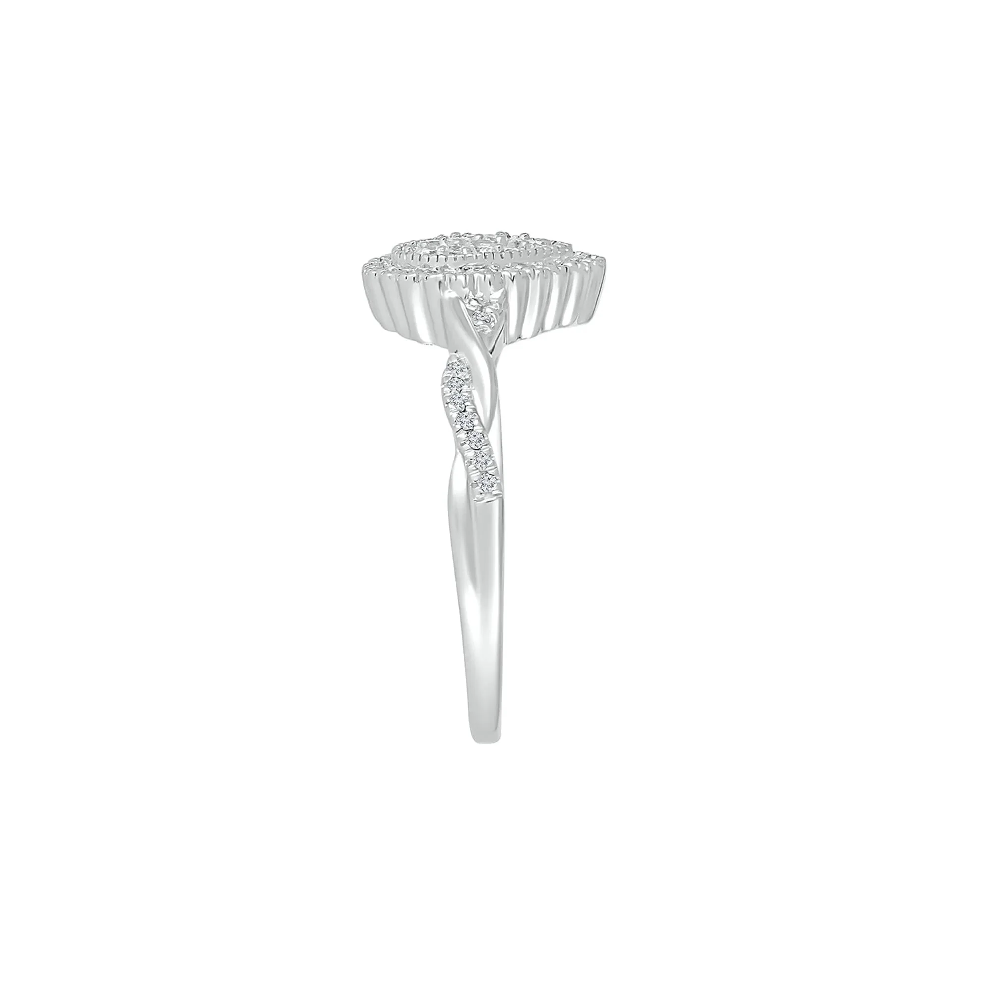 1/4 CT. Tw. Pear-Shaped Promise Ring with Diamond Twist Band .925 Sterling Silver Round Brilliant Cut White Size 6.5 - Image 3