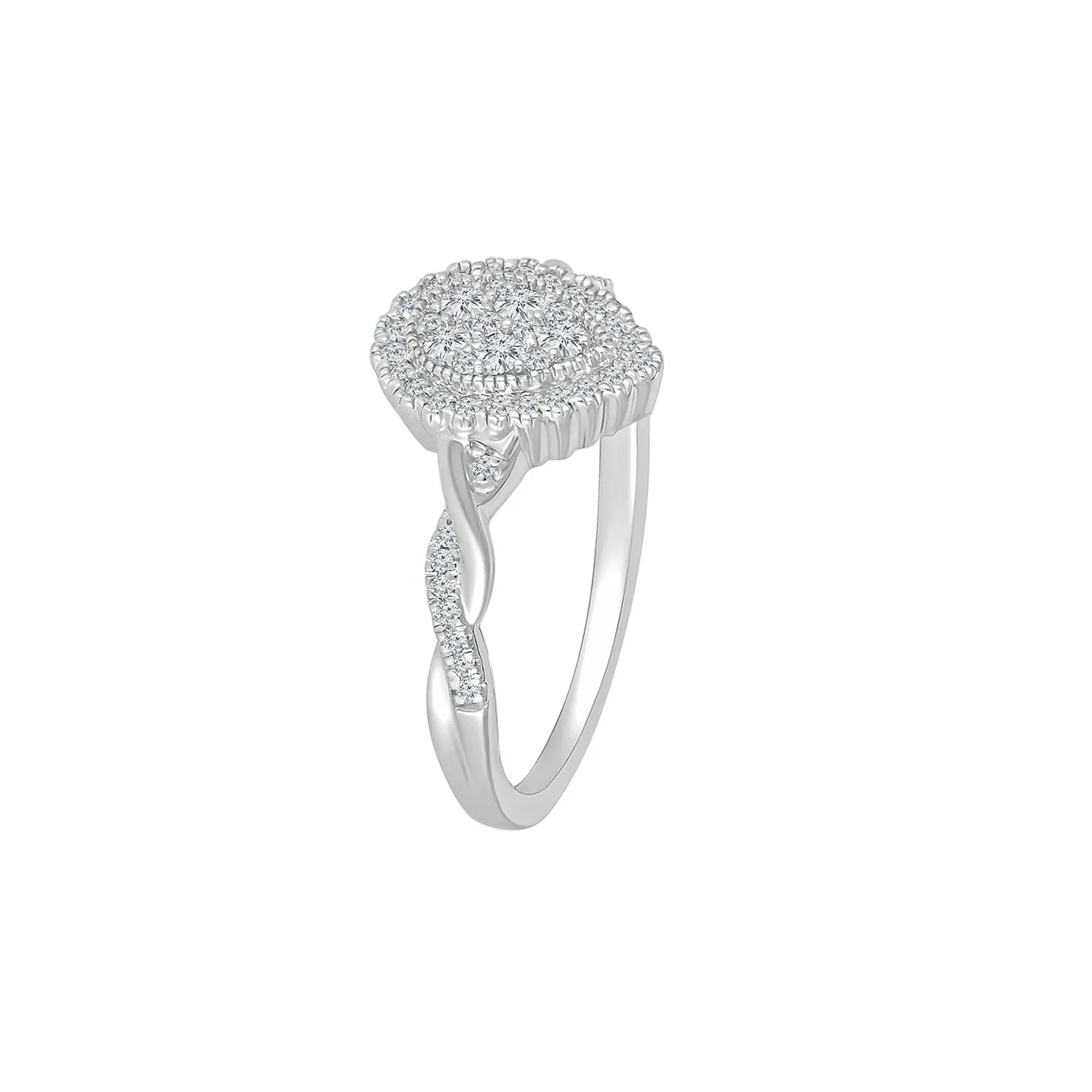 1/4 CT. Tw. Pear-Shaped Promise Ring with Diamond Twist Band .925 Sterling Silver Round Brilliant Cut White Size 7 - Image 4