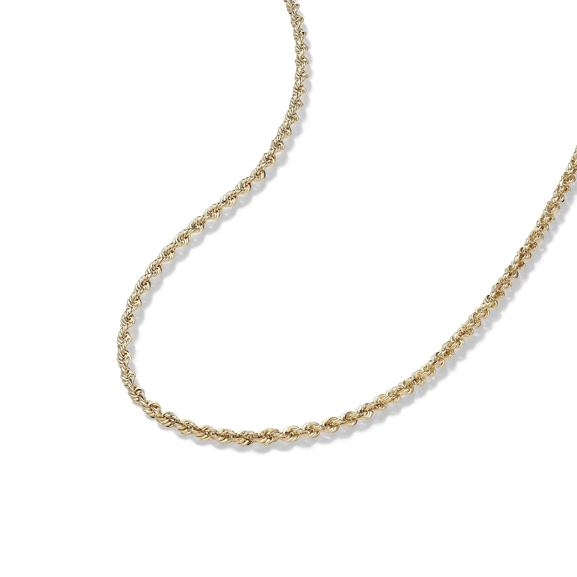 Glitter Hollow Rope Chain 14K Yellow Gold Necklace Size 20" - Image 3