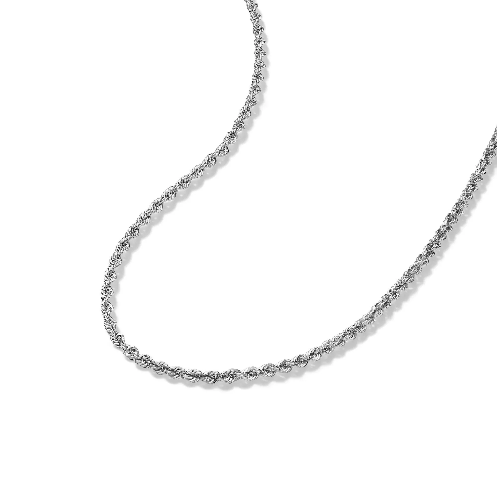 Glitter Rope Chain Necklace 14K White Gold Size 20" - Image 4
