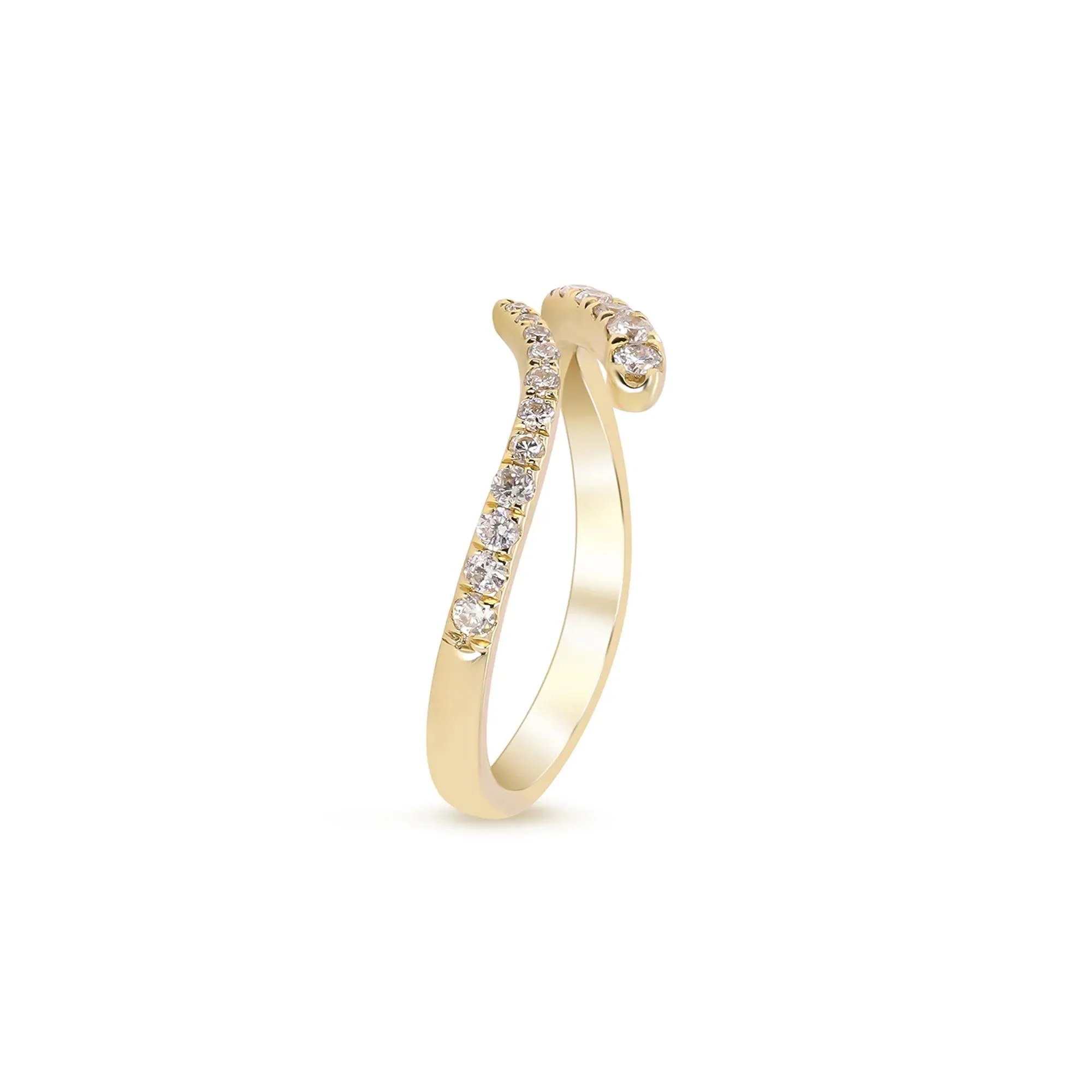 1/4 CT. Tw. Open Bypass Ring with Diamonds 10K Yellow Gold Round Brilliant Cut Size 6 2mm - Image 3