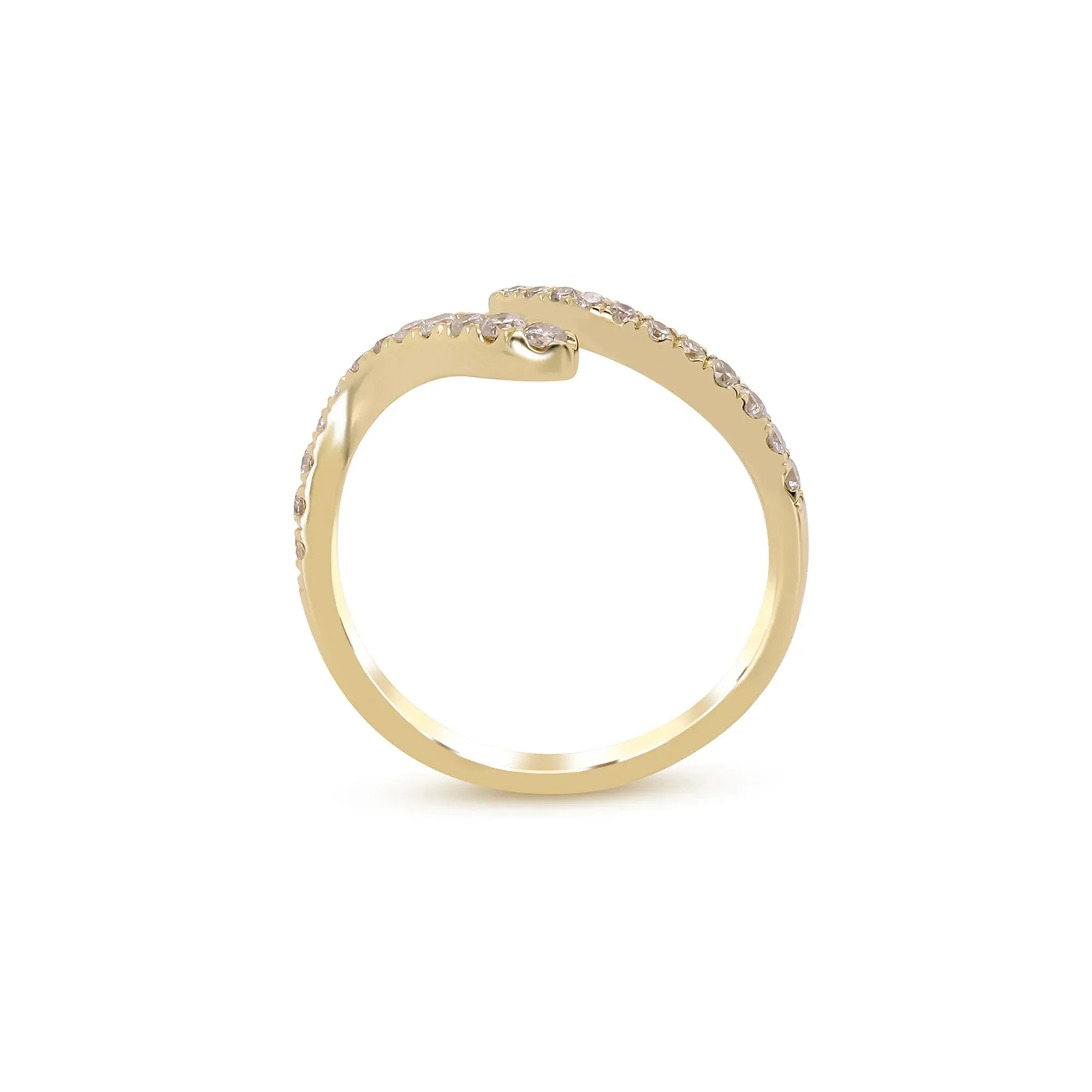 1/4 CT. Tw. Open Bypass Ring with Diamonds 10K Yellow Gold Round Brilliant Cut Size 9 2mm - Image 2