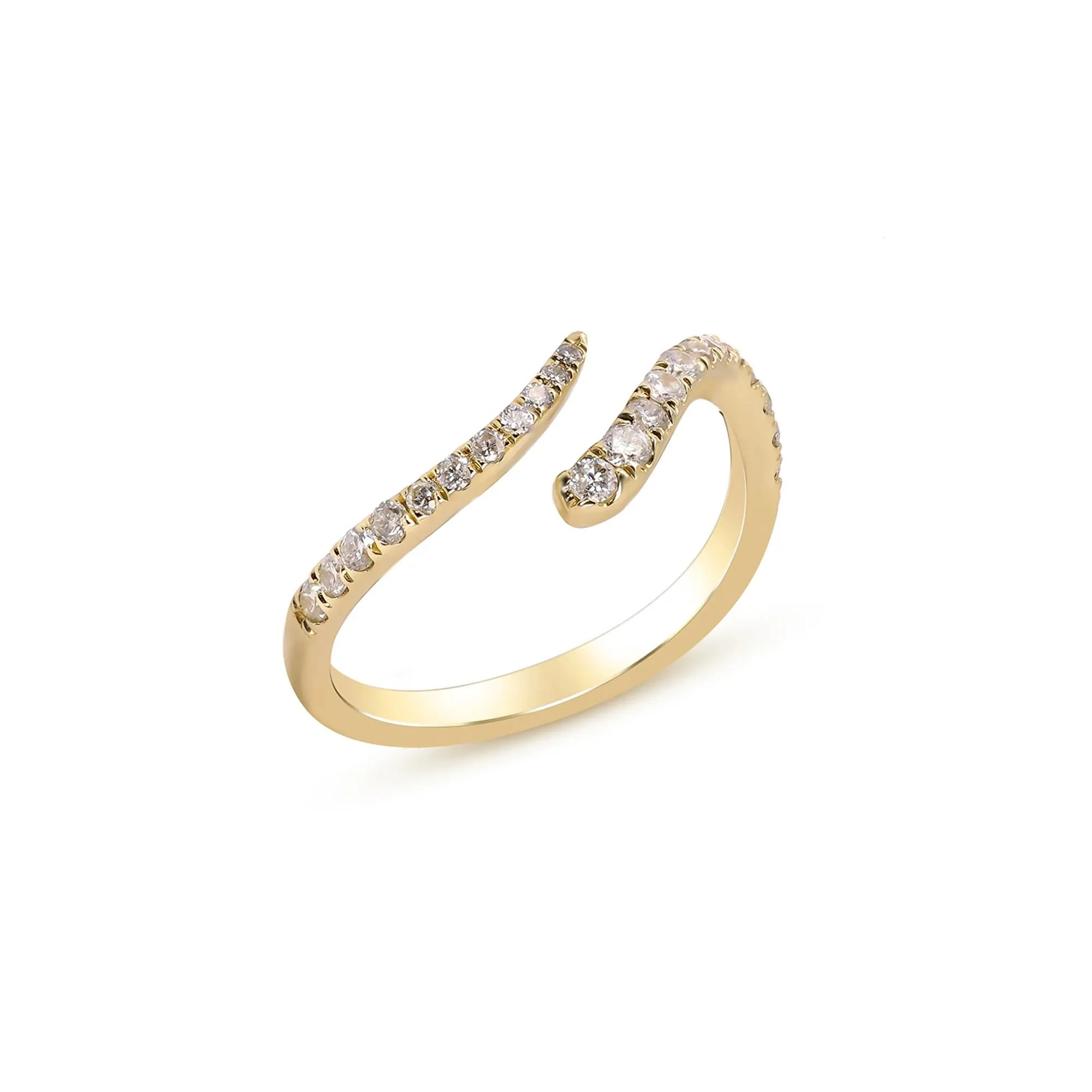 1/4 CT. Tw. Open Bypass Ring with Diamonds 10K Yellow Gold Round Brilliant Cut Size 9 2mm - Image 4