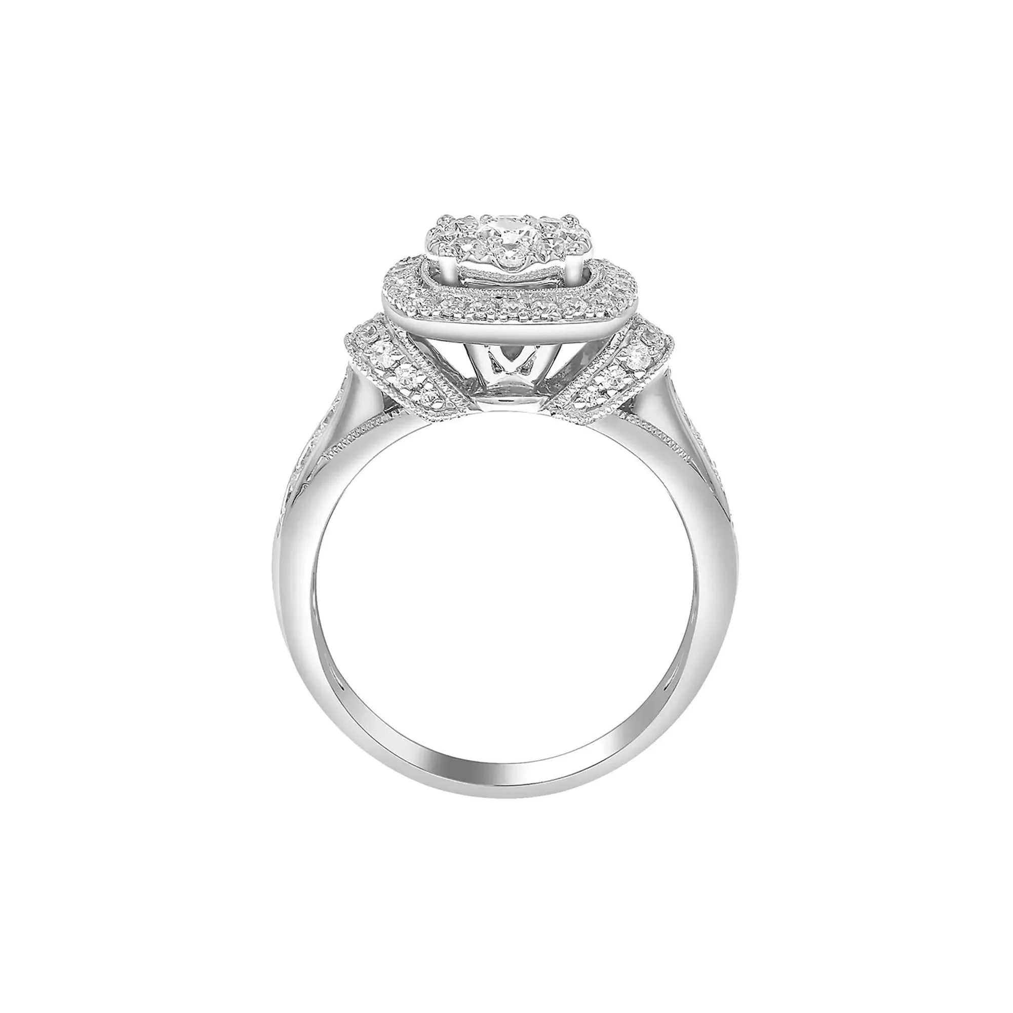 1 CT. Tw. Diamond Engagement Ring 10K White Gold Round Brilliant Cut Size 7 - Image 2