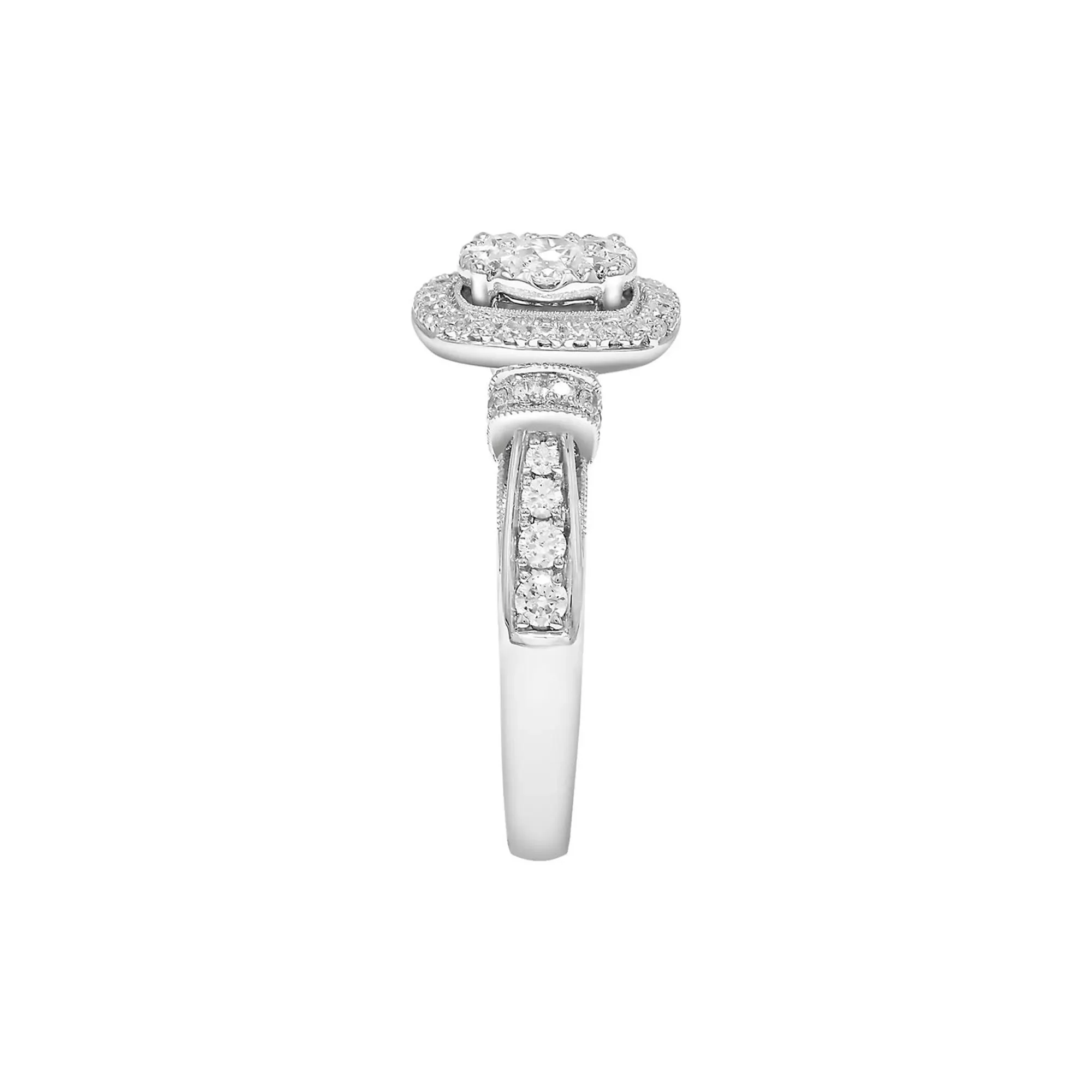 1 CT. Tw. Diamond Engagement Ring 10K White Gold Round Brilliant Cut Size 8 - Image 3