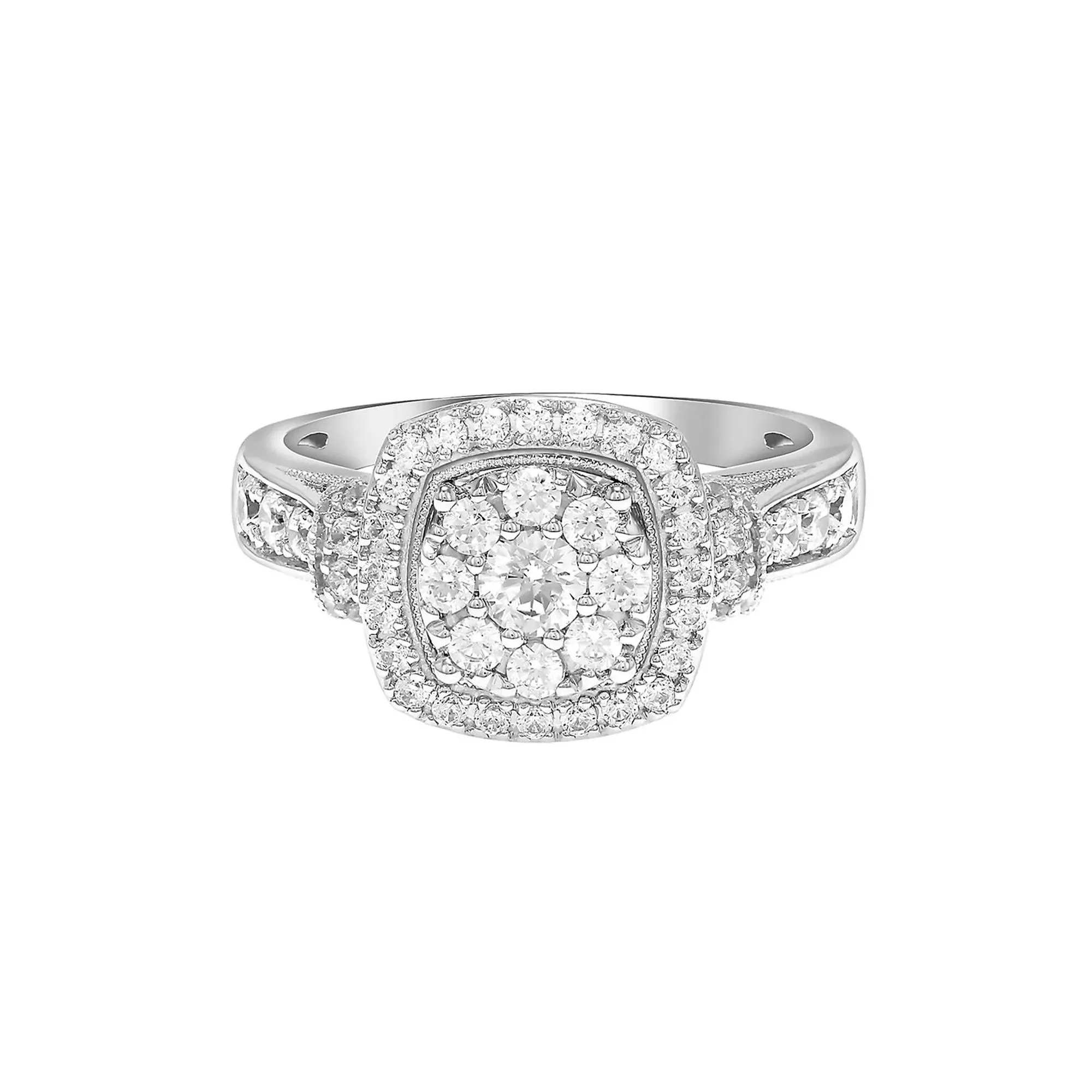 1 CT. Tw. Diamond Engagement Ring 10K White Gold Round Brilliant Cut Size 8.5