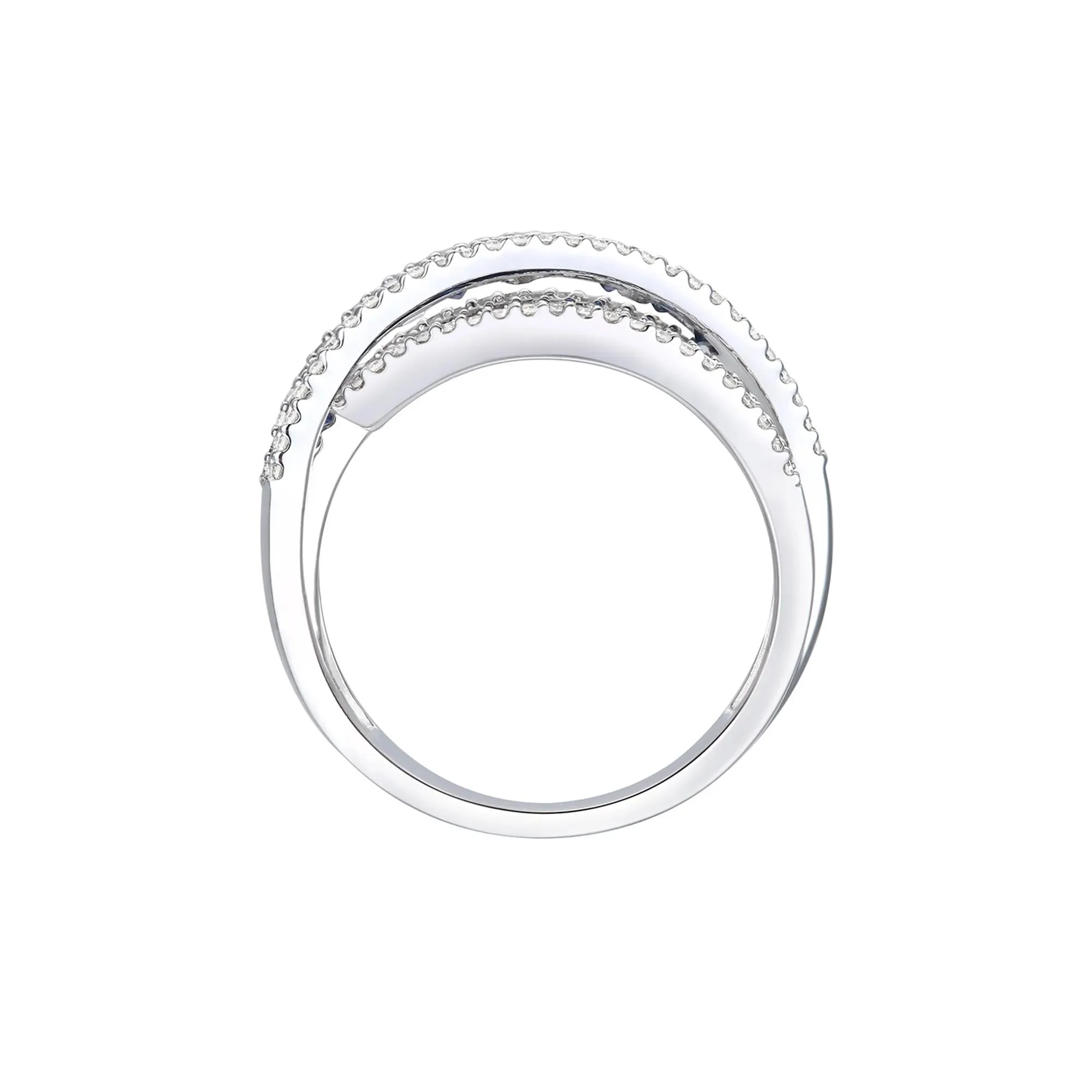 1/2 CT. Tw. Blue Sapphire and Diamond Wrap Band Ring 10K White Gold Size 6 1mm - Image 2