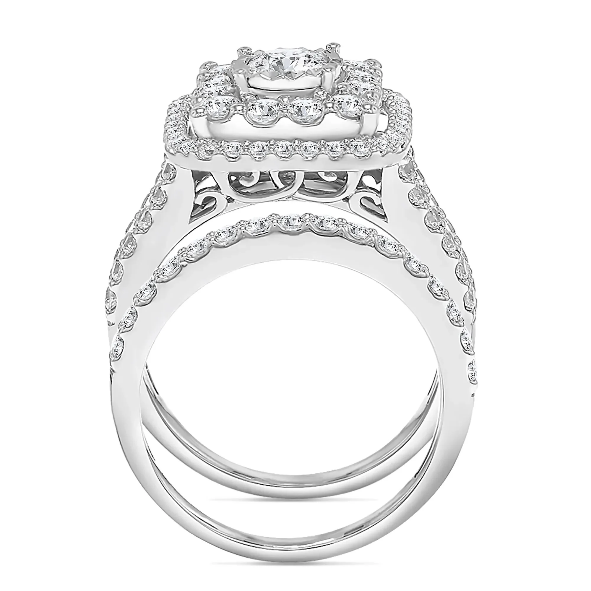 2 CT. Tw. Halo Diamond Engagement Ring 10K White Gold Size 8.5 - Image 2