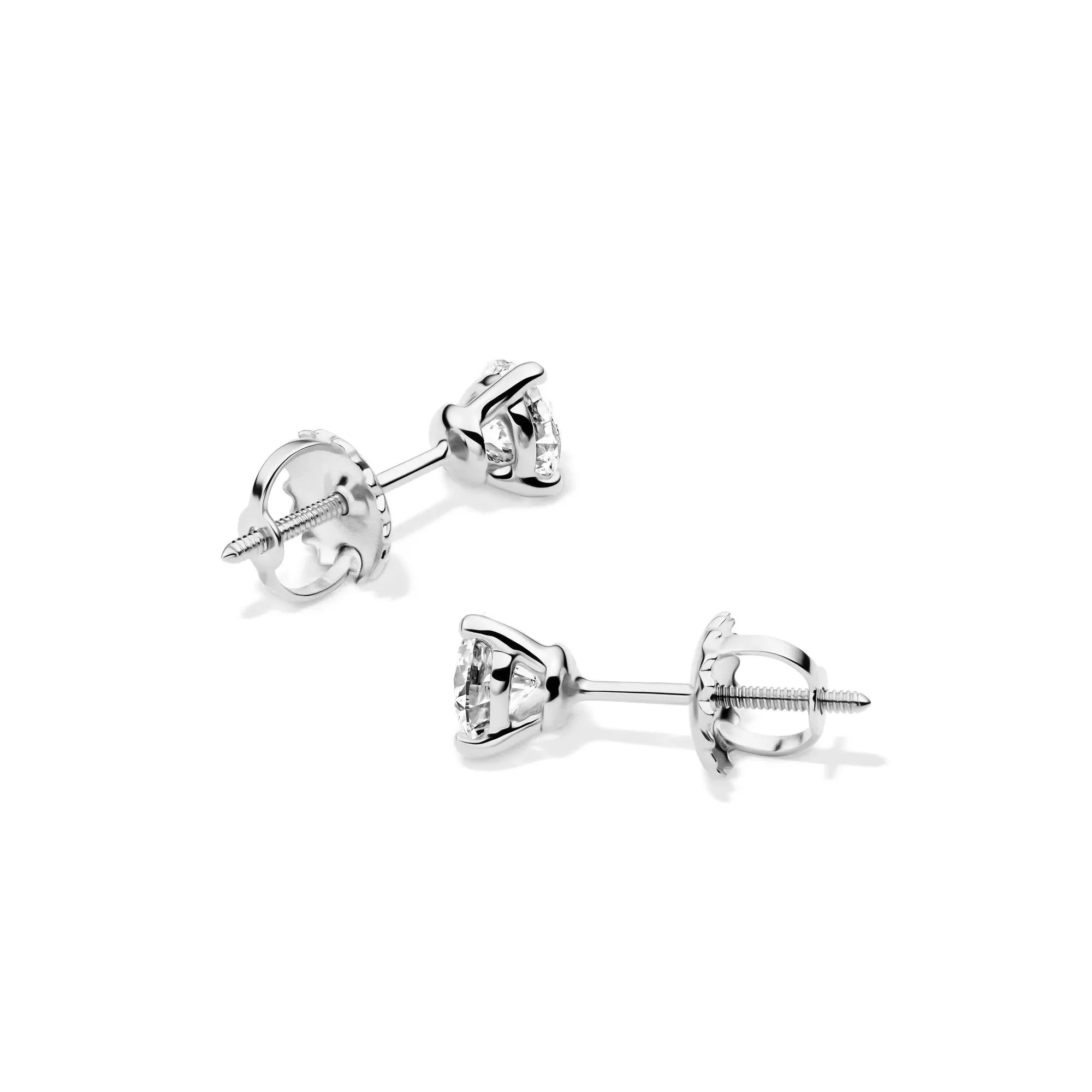 1/2 CT. Tw. Lab Grown Diamond Martini Stud Earrings 14K White Gold Size 4.20mm - Image 2