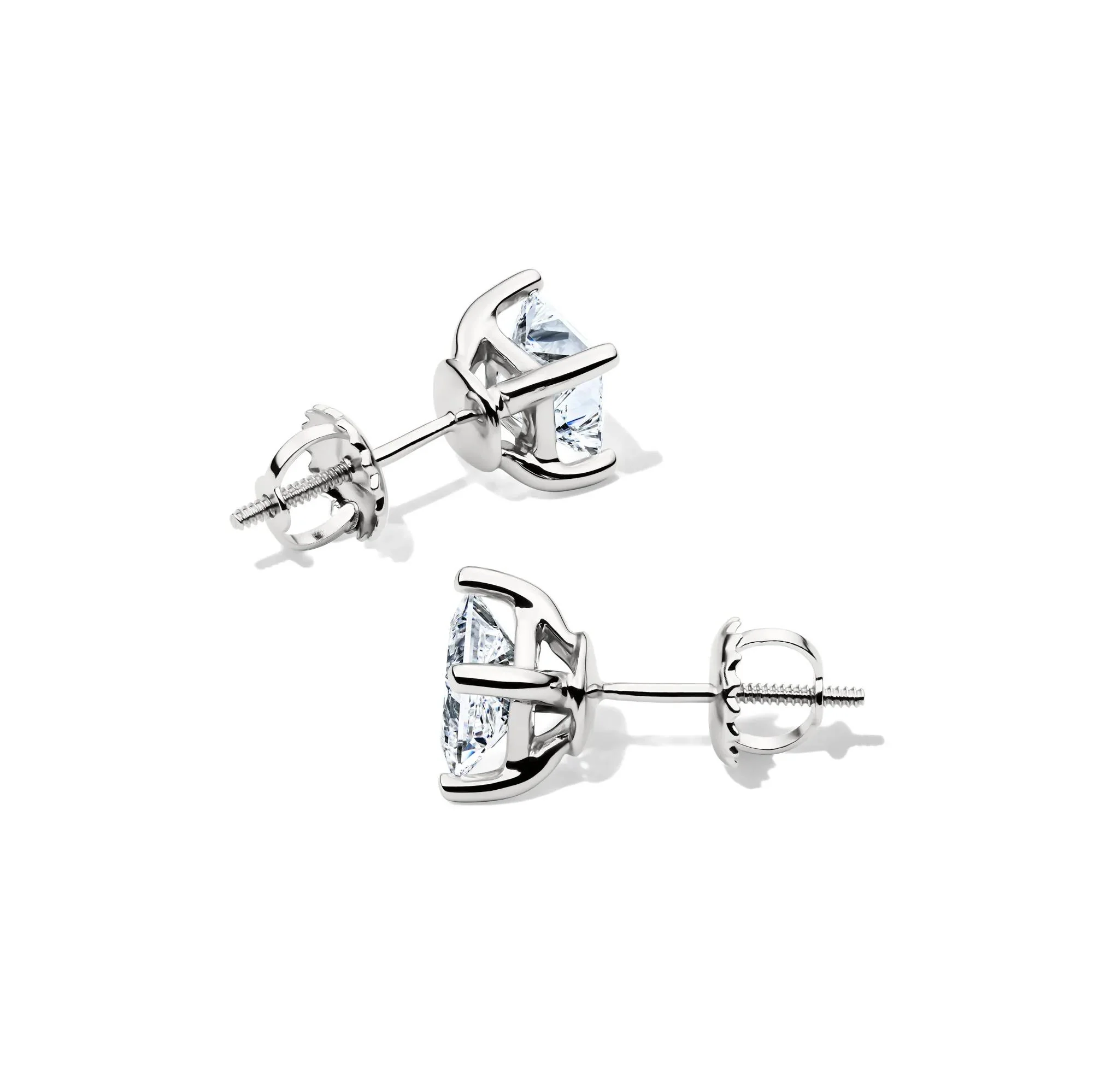 1/2 CT. Tw. Lab Grown Diamond Princess-Cut Martini Stud 14K White Gold - Image 2