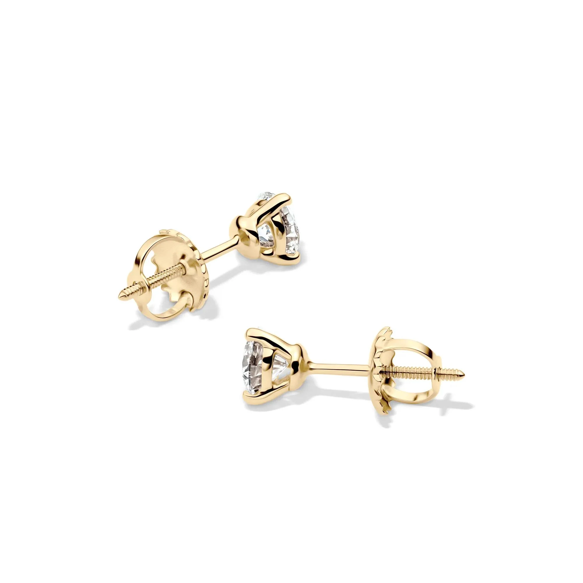 1/2 CT. Tw. Lab Grown Diamond Martini Stud Earrings 14K Yellow Gold Size 4.20mm - Image 2