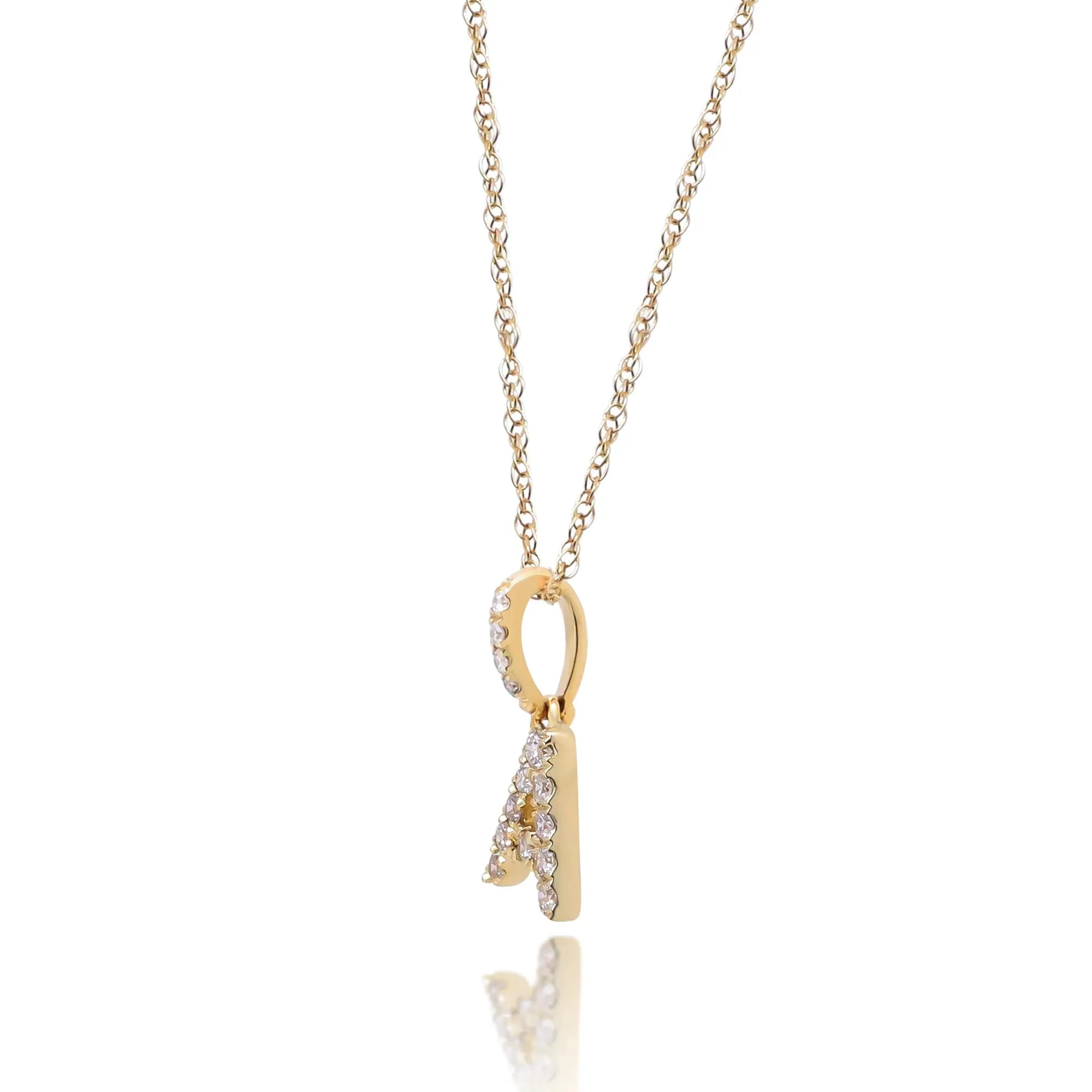 1/10 CT. Tw. Diamond a Initial Pendant Necklace 10K Yellow Gold Size 18" - Image 2