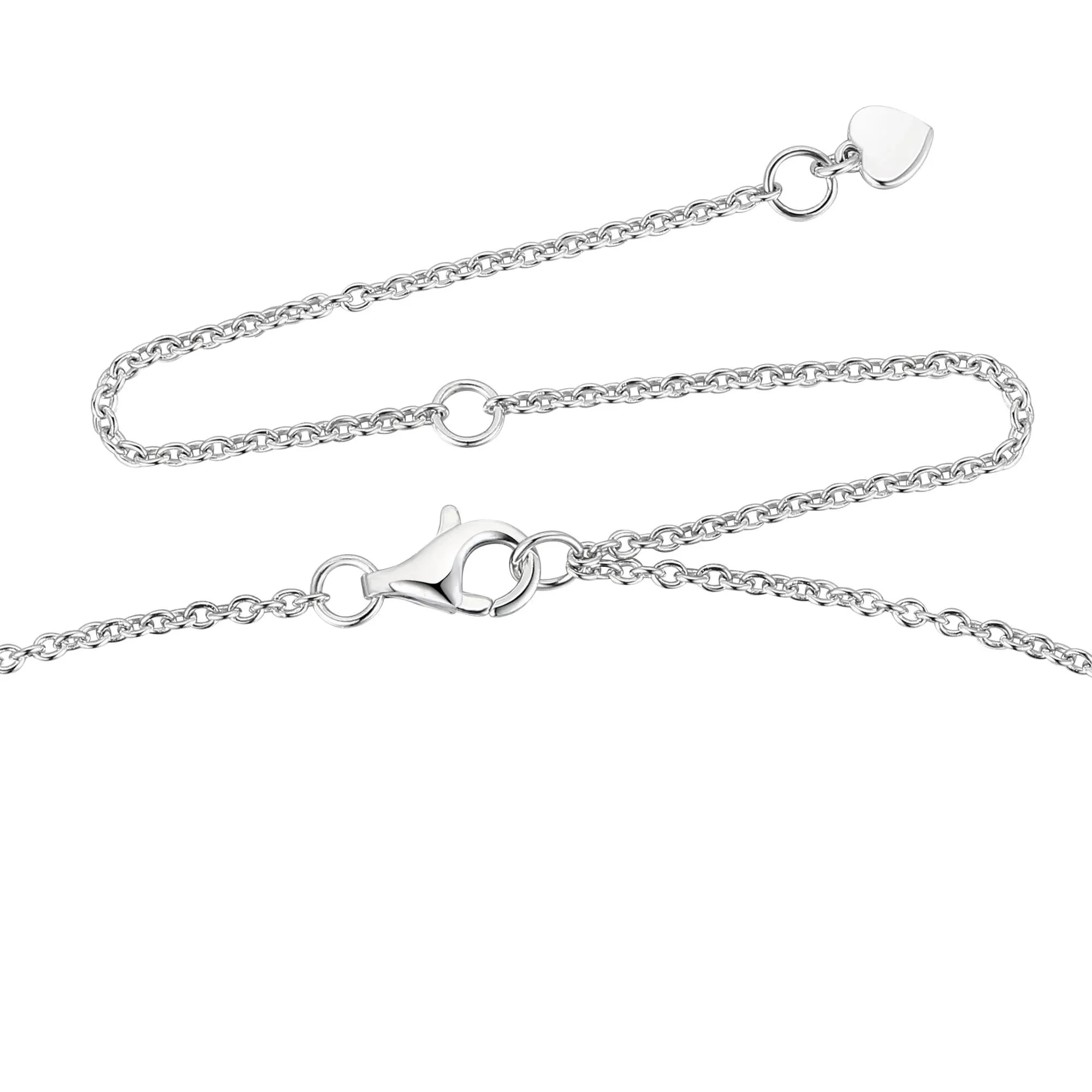 1/10 CT. Tw. Diamond Bezel-Set Necklace .925 Sterling Silver White Size 16" - Image 3