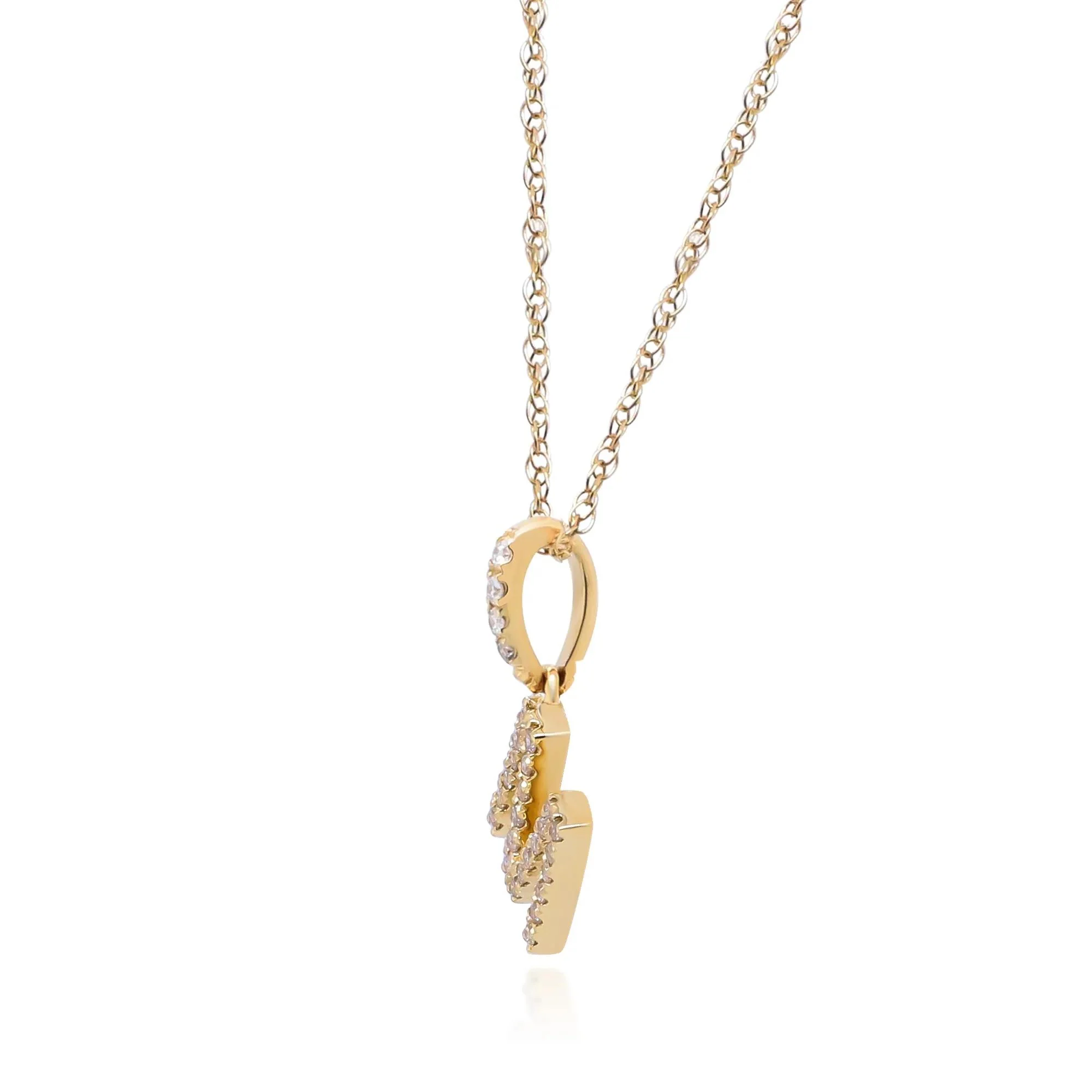 1/10 CT. Tw. Diamond M Initial Pendant Necklace 10K Yellow Gold Size 18" - Image 2