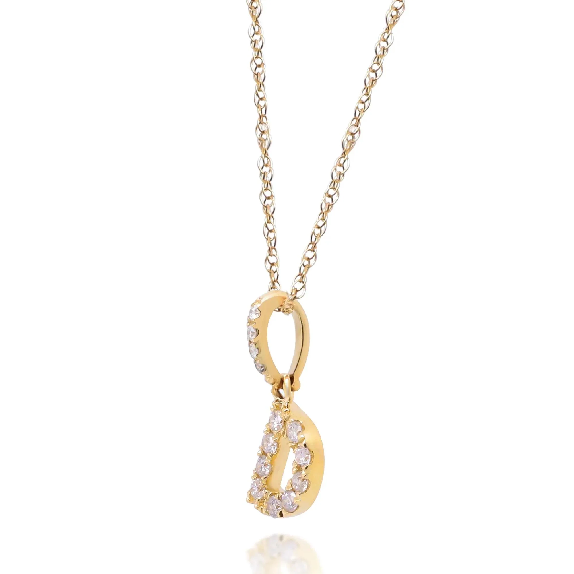 1/10 CT. Tw. Diamond D Initial Pendant Necklace 10K Yellow Gold Size 18" - Image 2