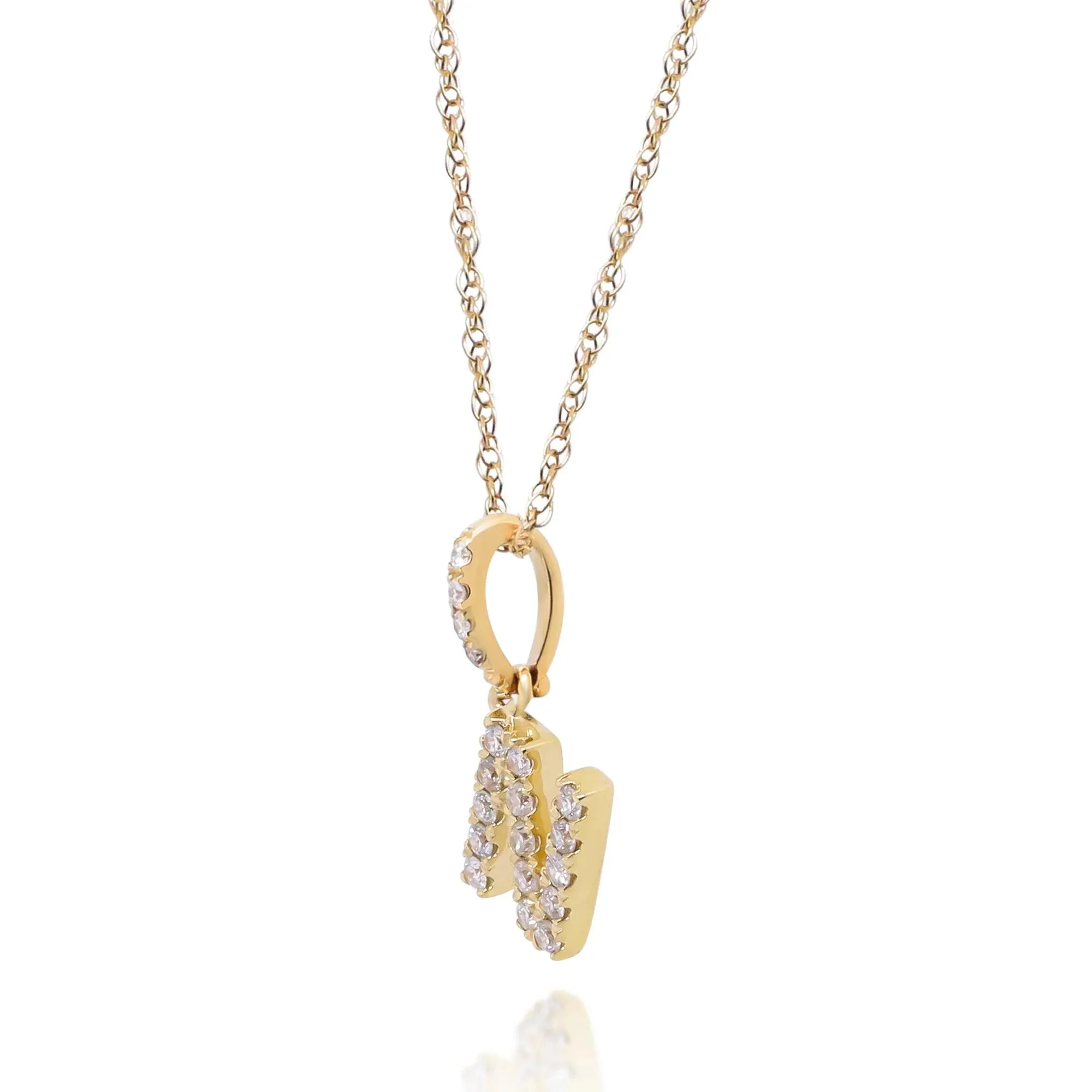 1/10 CT. Tw. Diamond N Initial Pendant Necklace 10K Yellow Gold Size 18" - Image 2