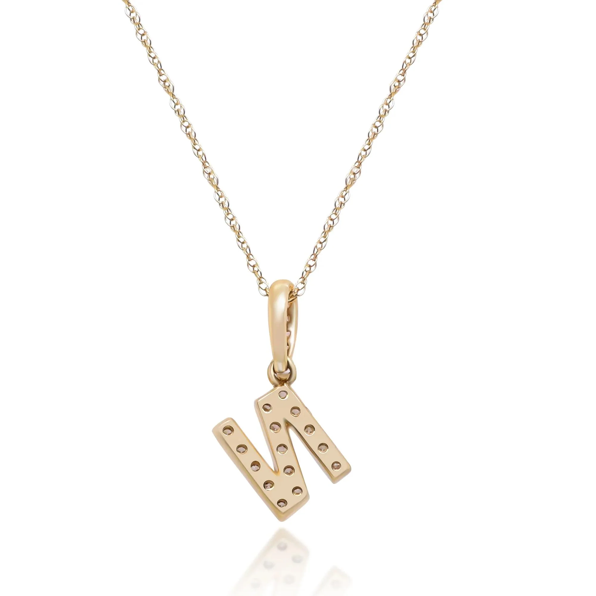 1/10 CT. Tw. Diamond N Initial Pendant Necklace 10K Yellow Gold Size 18" - Image 3