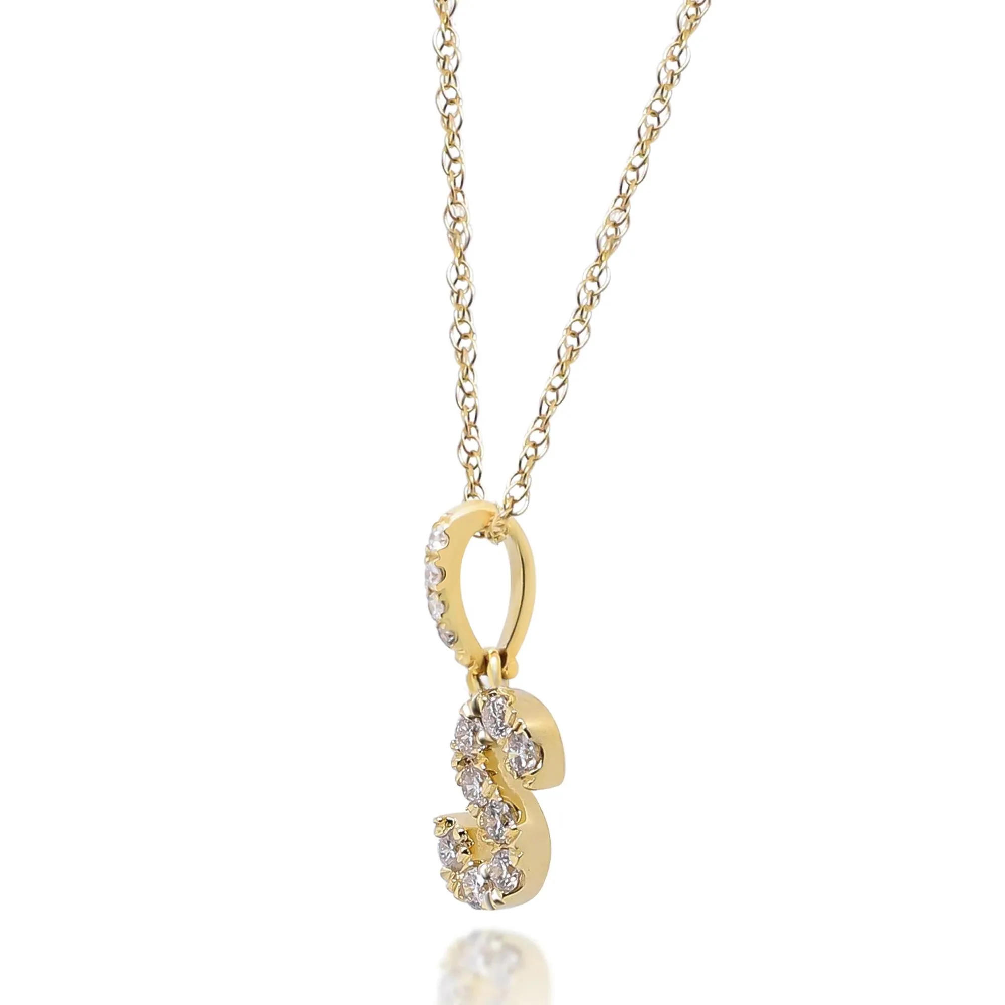 1/10 CT. Tw. Diamond S Initial Pendant Necklace 10K Yellow Gold Size 18" - Image 2