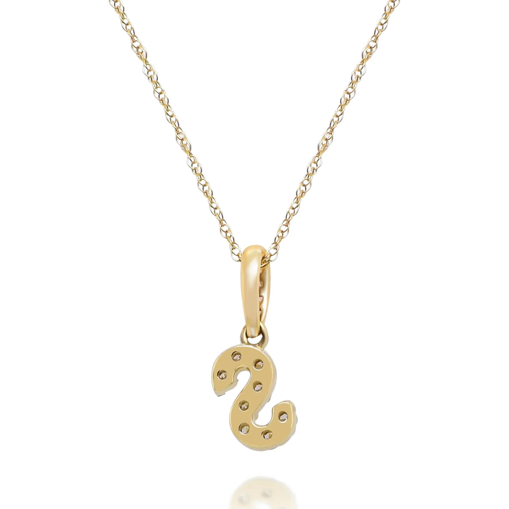 1/10 CT. Tw. Diamond S Initial Pendant Necklace 10K Yellow Gold Size 18" - Image 3