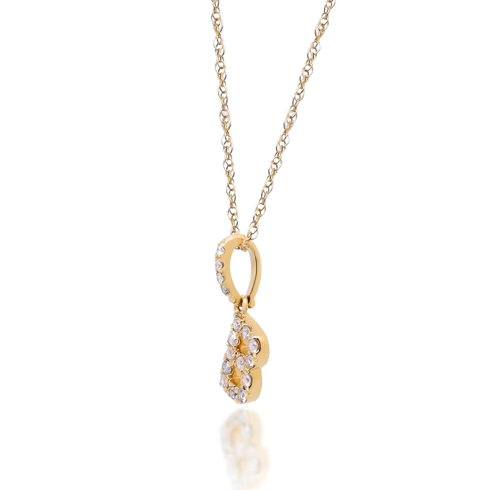 1/10 CT. Tw. Diamond B Initial Pendant Necklace 10K Yellow Gold Size 18" - Image 2