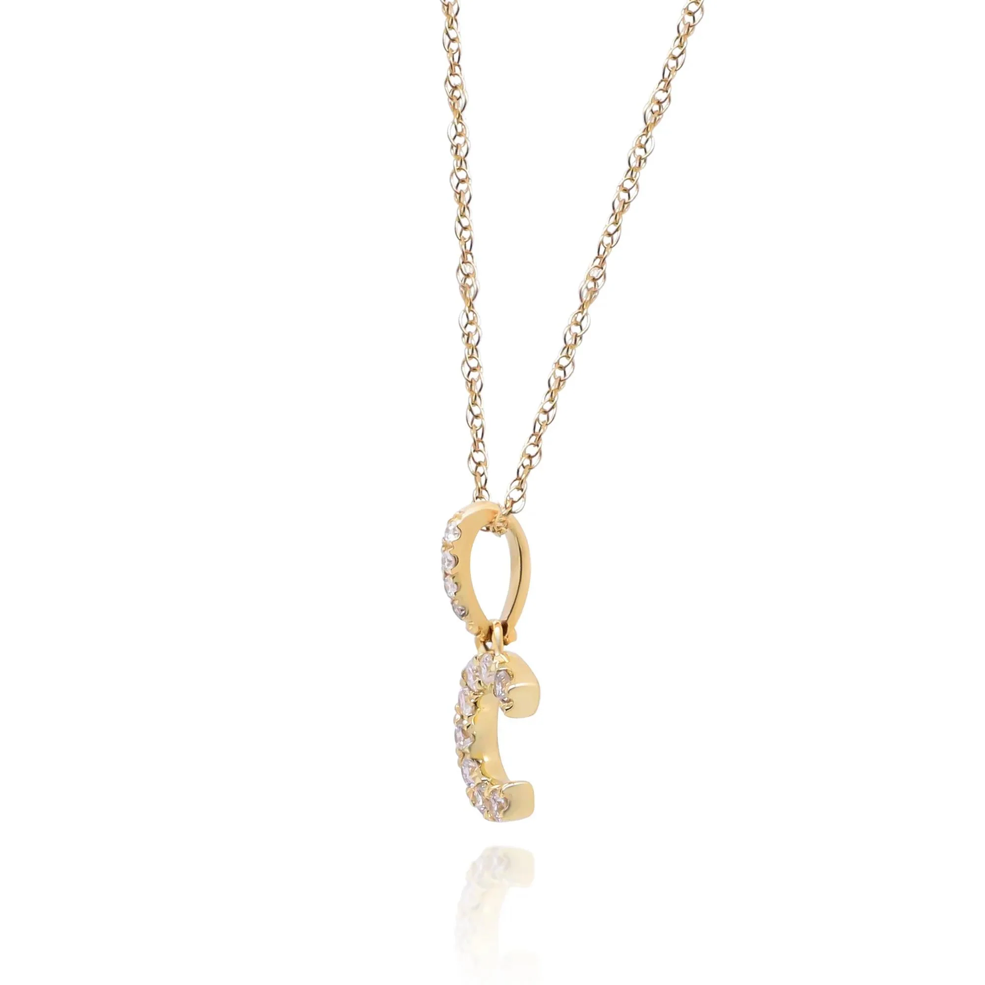 1/10 CT. Tw. Diamond C Initial Pendant Necklace 10K Yellow Gold Size 18" - Image 2