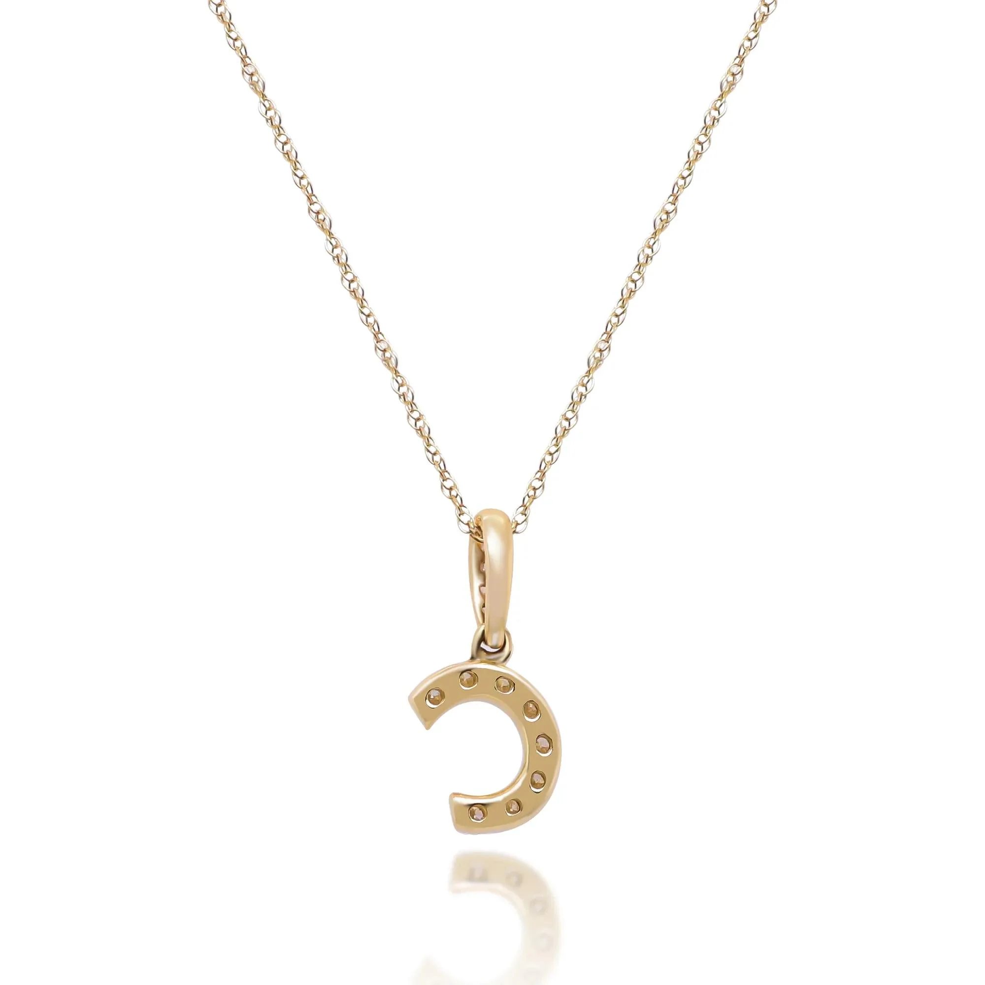 1/10 CT. Tw. Diamond C Initial Pendant Necklace 10K Yellow Gold Size 18" - Image 3