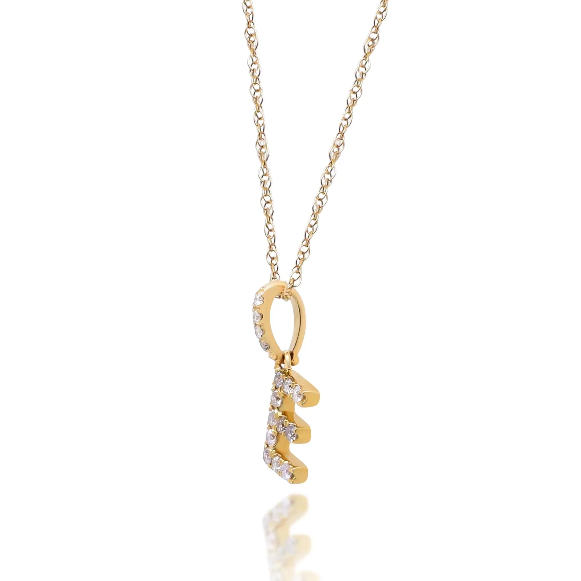 1/10 CT. Tw. Diamond E Initial Pendant Necklace 10K Yellow Gold Size 18" - Image 2
