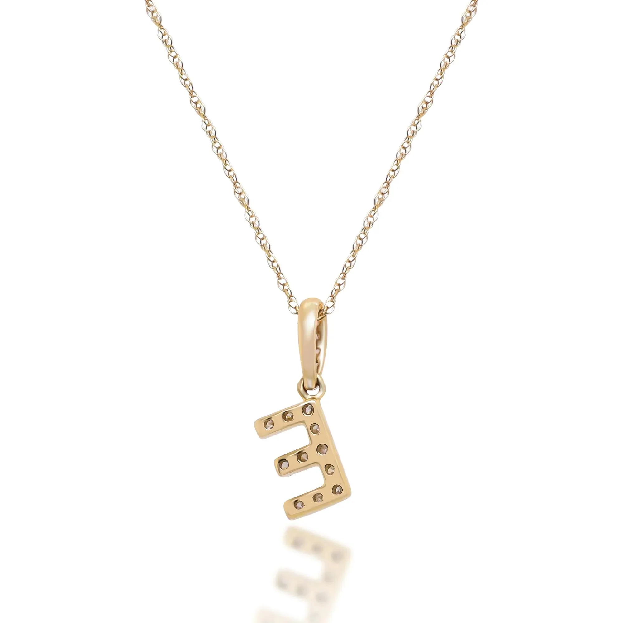 1/10 CT. Tw. Diamond E Initial Pendant Necklace 10K Yellow Gold Size 18" - Image 3