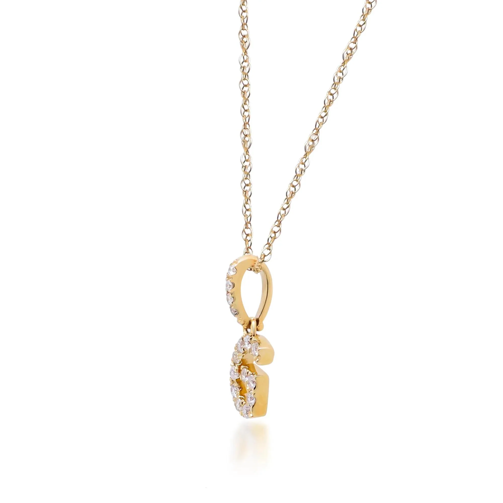 1/10 CT. Tw. Diamond G Initial Pendant Necklace 10K Yellow Gold Size 18" - Image 2