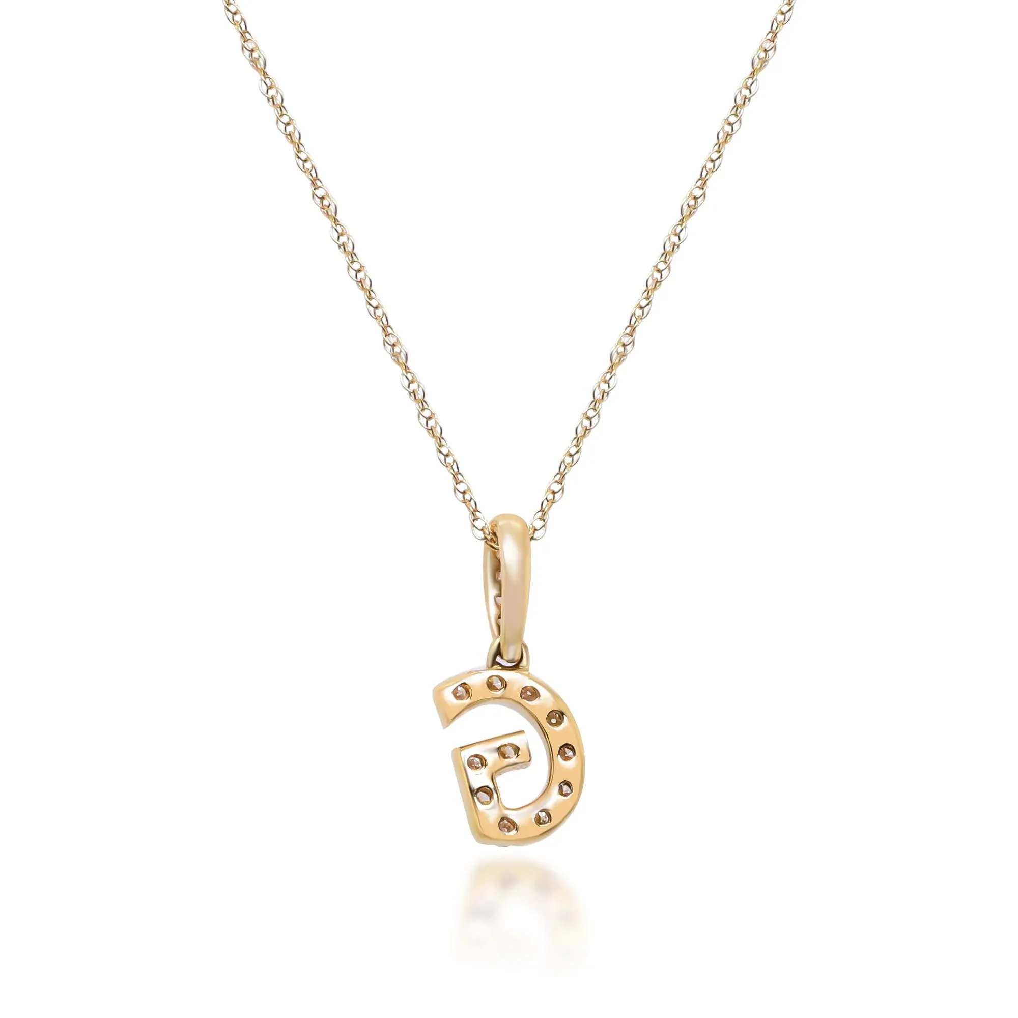 1/10 CT. Tw. Diamond G Initial Pendant Necklace 10K Yellow Gold Size 18" - Image 3