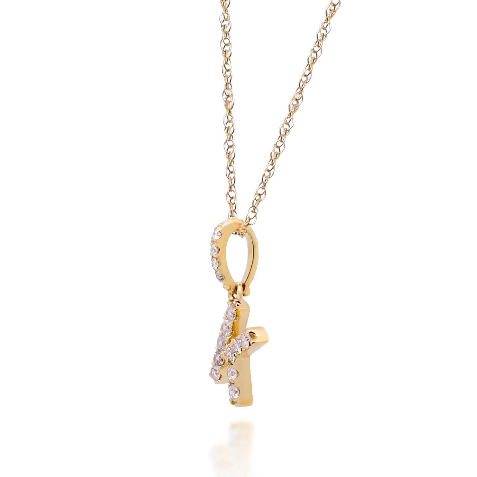 1/7 CT. Tw. Diamond K Initial Pendant Necklace 10K Yellow Gold Size 18" - Image 2