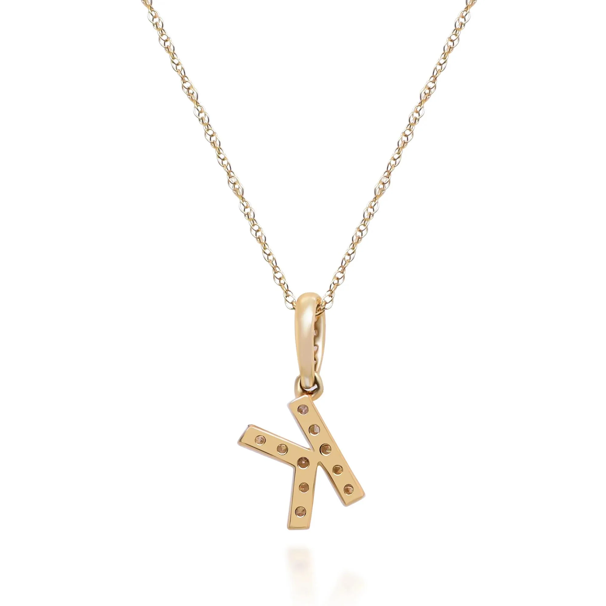 1/7 CT. Tw. Diamond K Initial Pendant Necklace 10K Yellow Gold Size 18" - Image 3