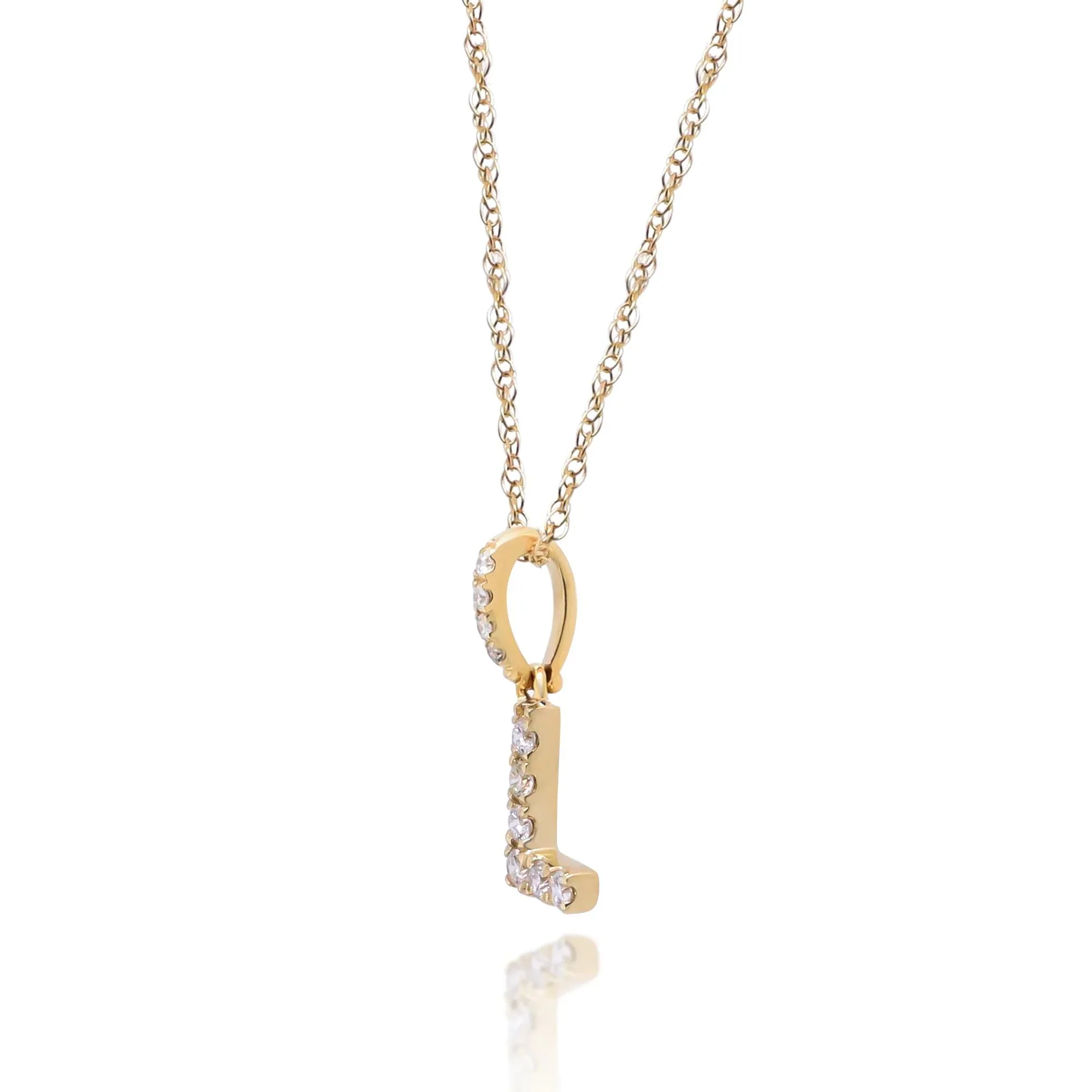 1/10 CT. Tw. Diamond L Initial Pendant Necklace 10K Yellow Gold Size 18" - Image 2