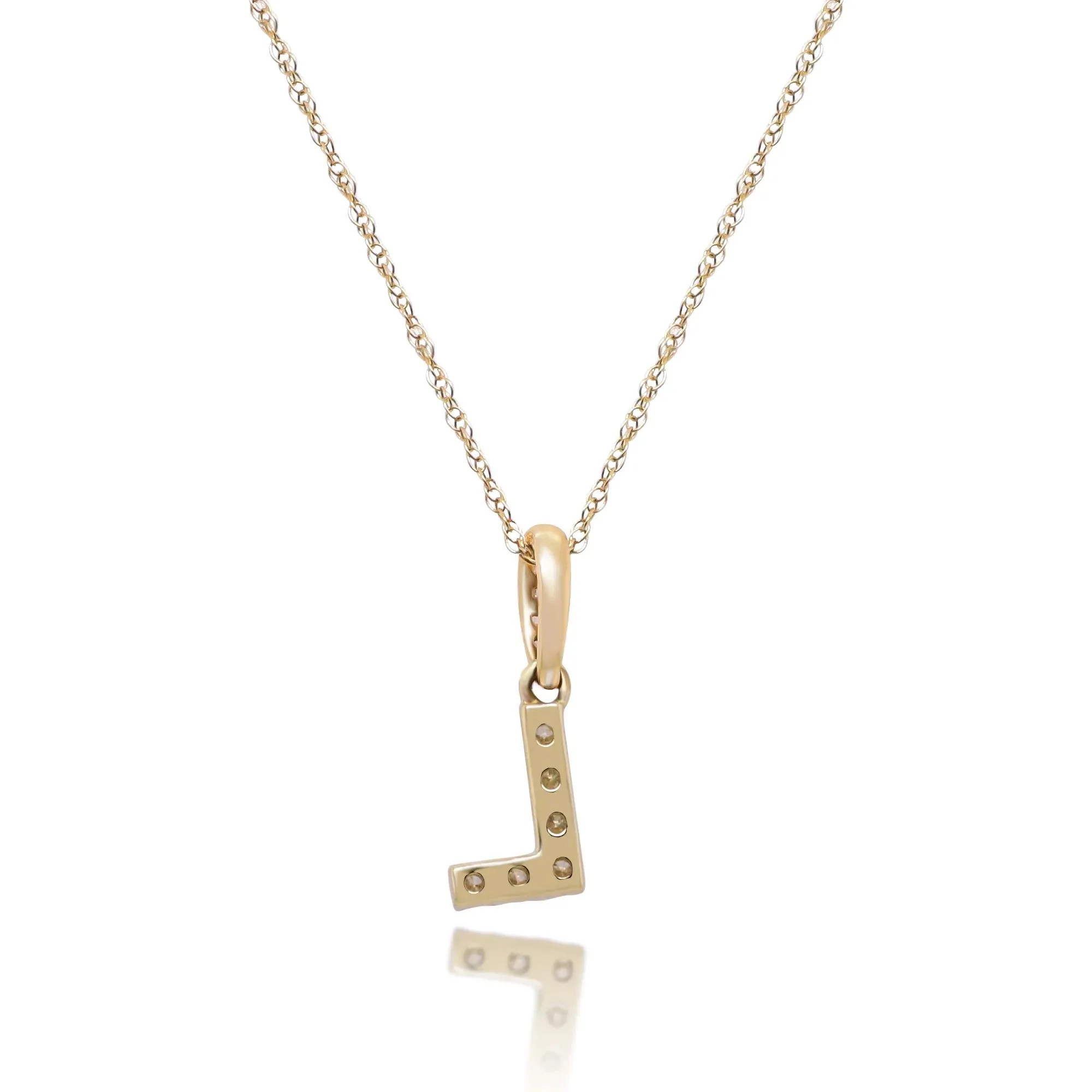 1/10 CT. Tw. Diamond L Initial Pendant Necklace 10K Yellow Gold Size 18" - Image 3