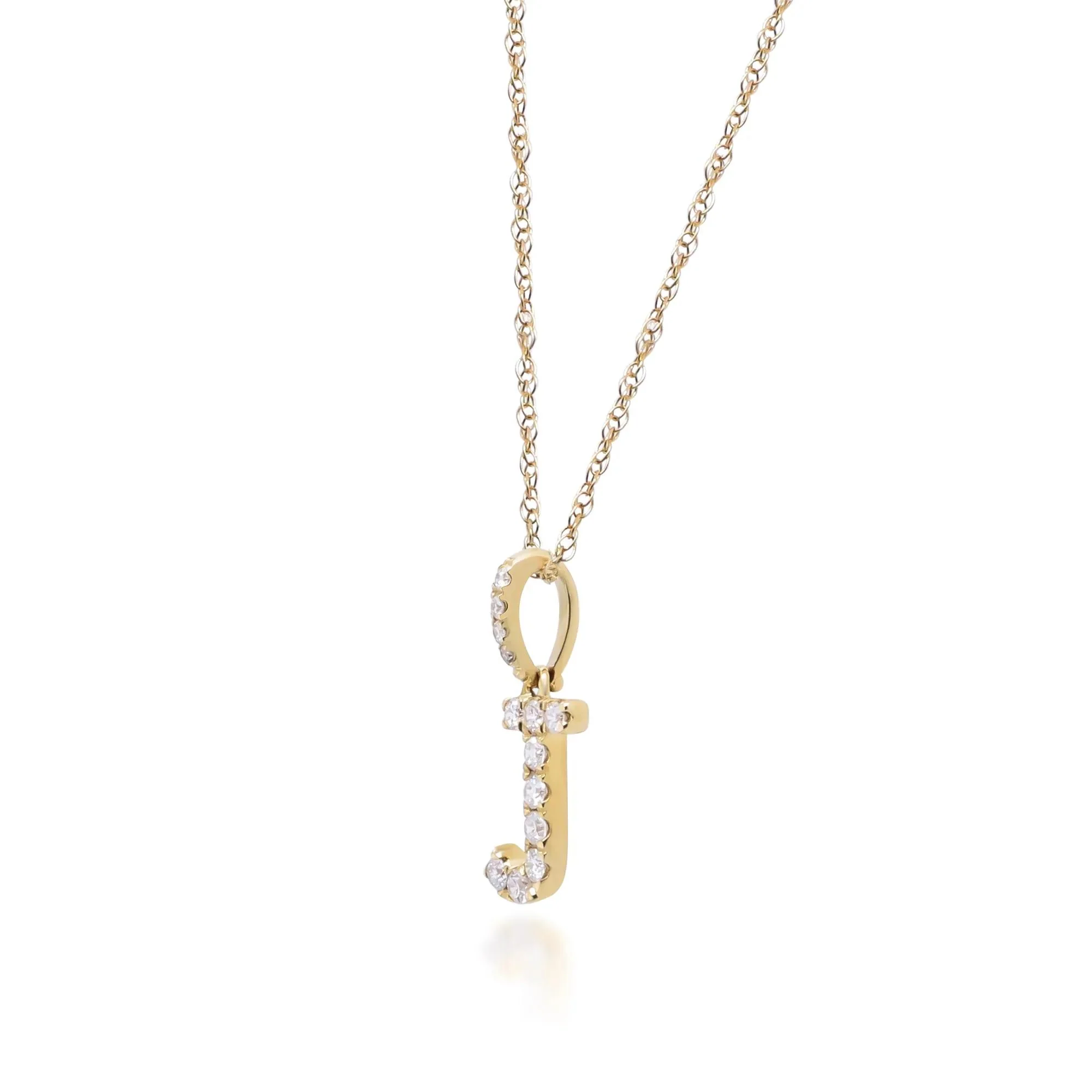 1/8 CT. Tw. Diamond J Initial Pendant Necklace 10K Yellow Gold Size 18" - Image 2