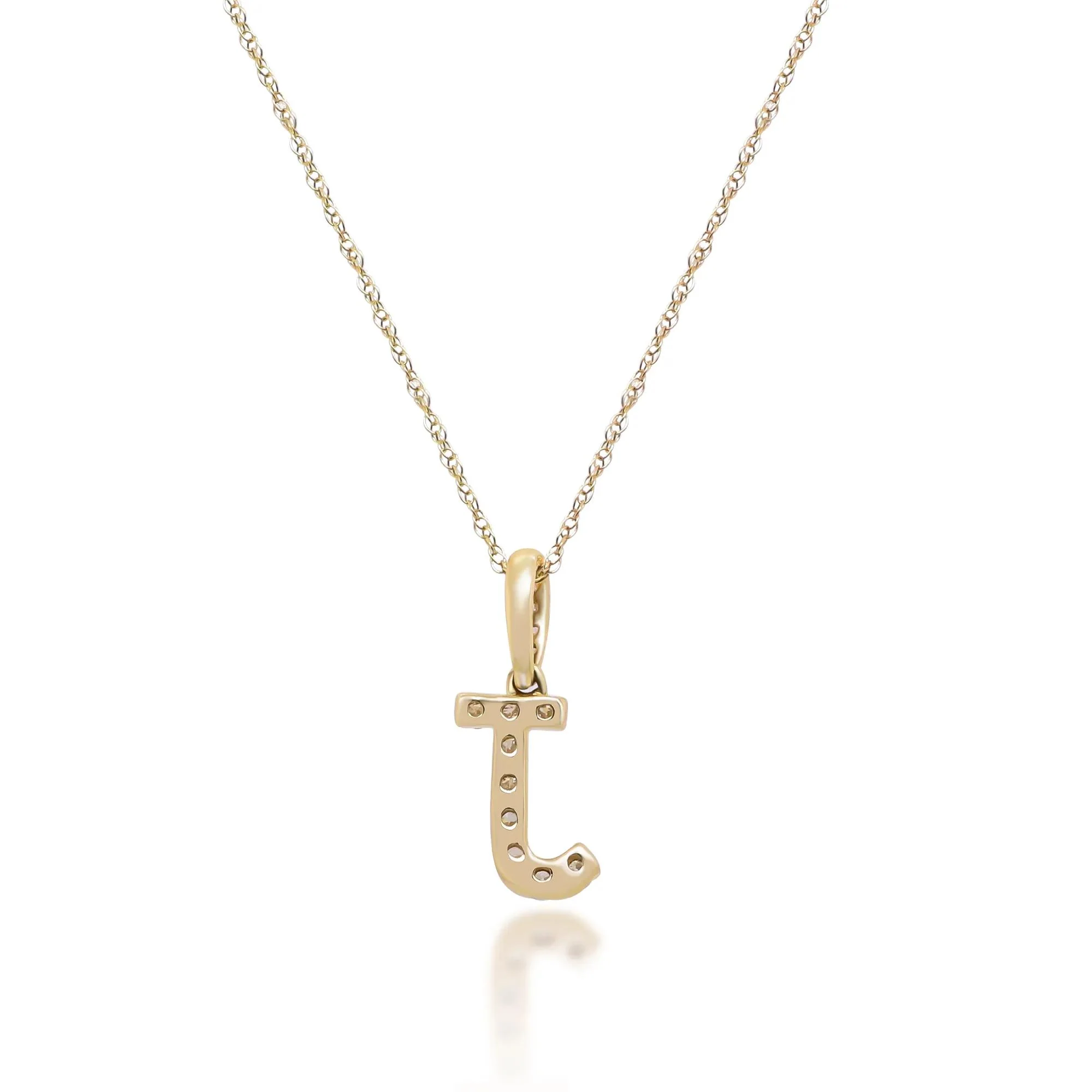 1/8 CT. Tw. Diamond J Initial Pendant Necklace 10K Yellow Gold Size 18" - Image 3