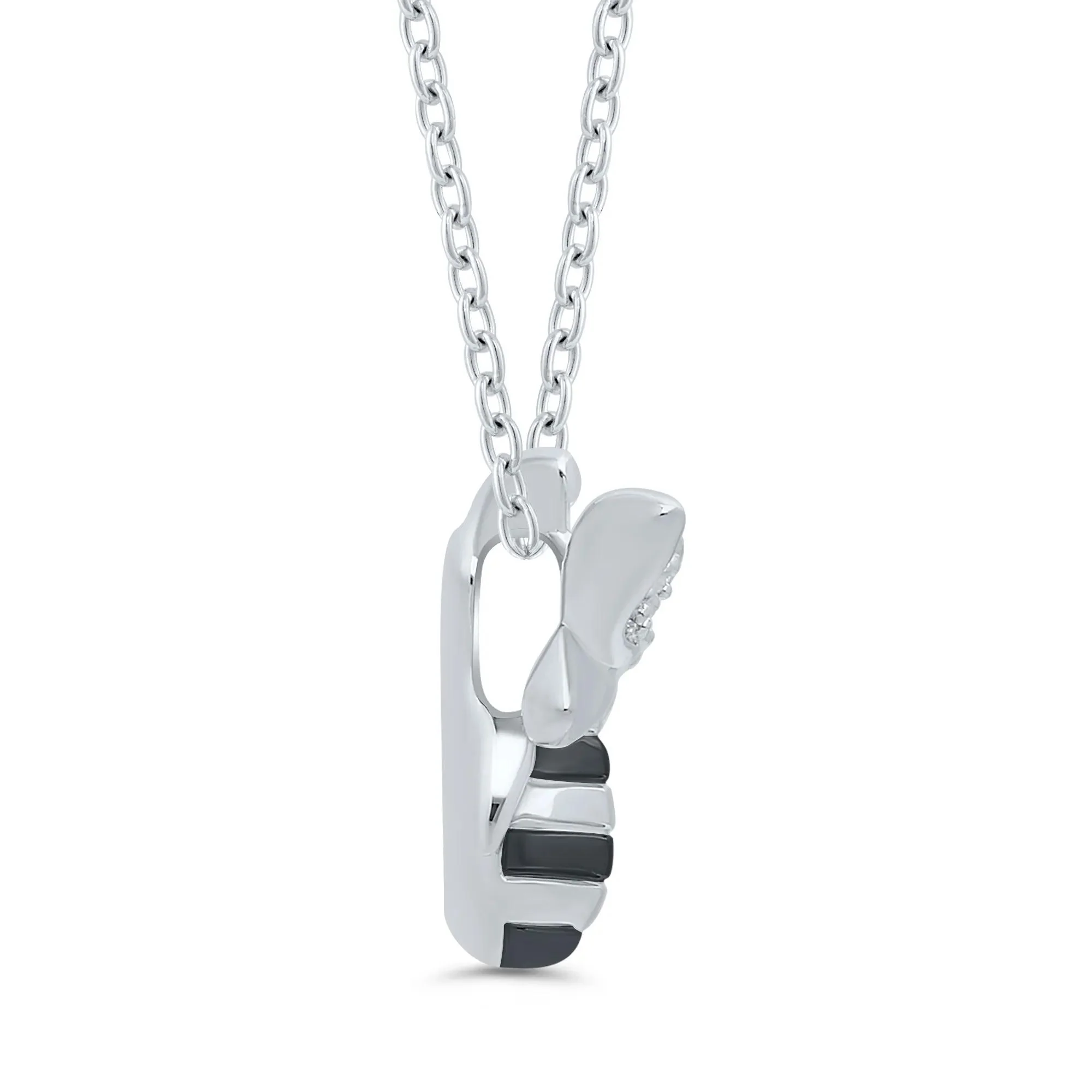 Bee Pendant Necklace with Diamond Accents .925 Sterling Silver White Size 18" - Image 2