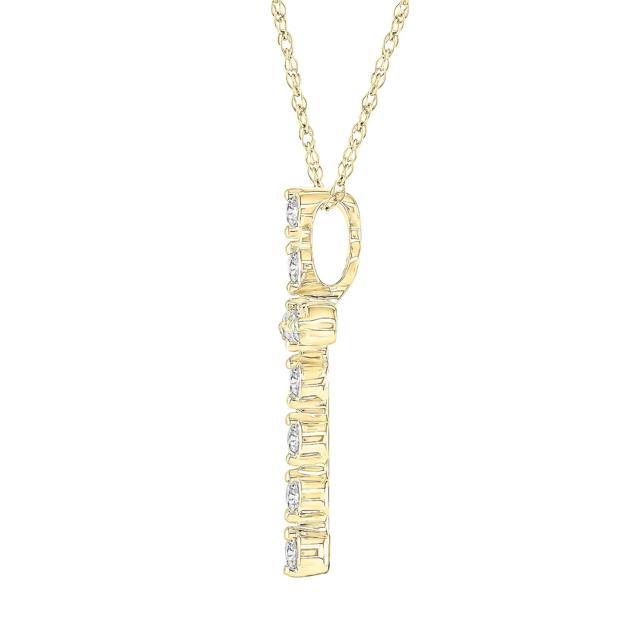 1/5 CT. Tw. Diamond Cross Pendant Necklace 10K Yellow Gold Size 18" - Image 2