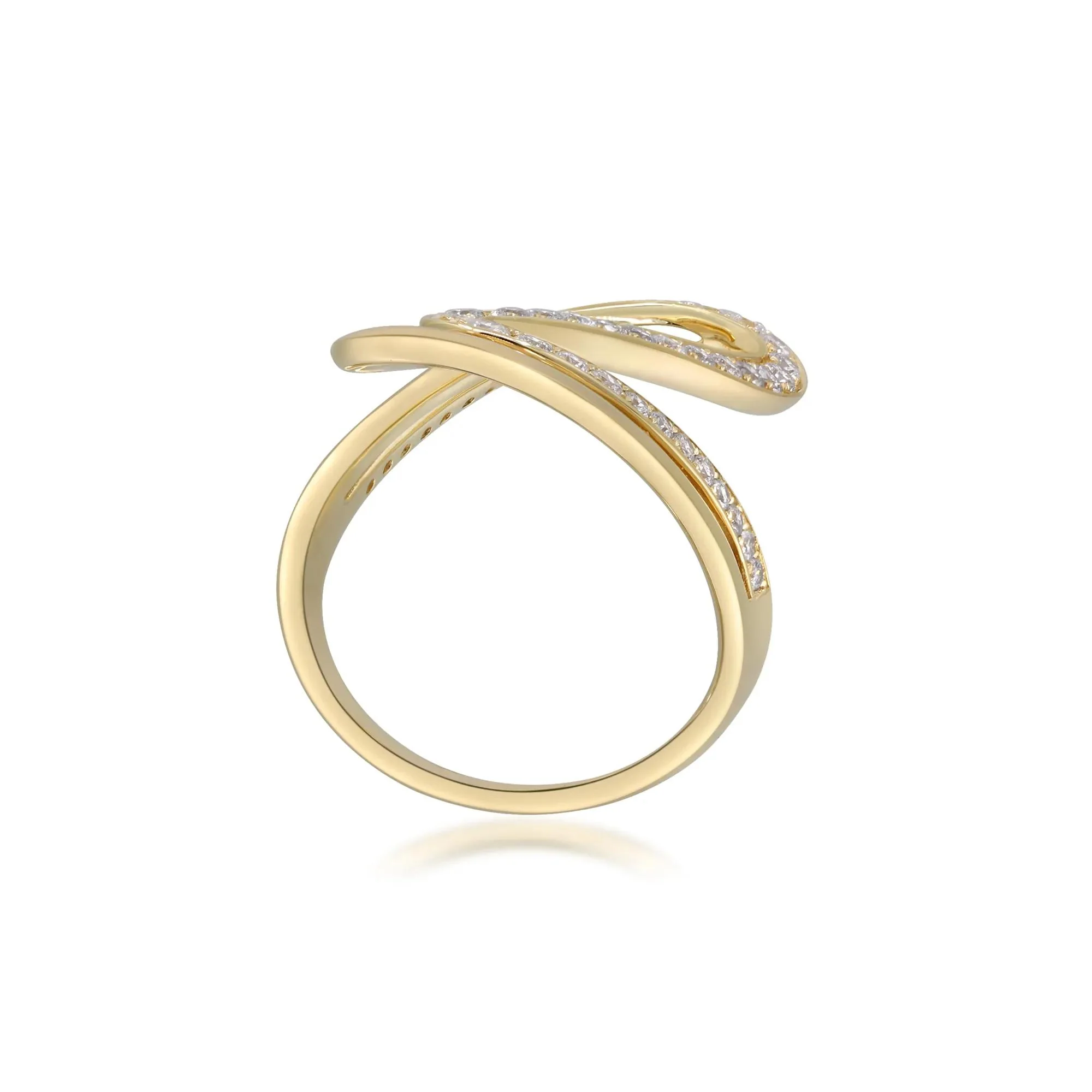 3/4 CT. Tw. Diamond Swirl Cocktail Ring 10K Yellow Gold Size 5 2mm - Image 3