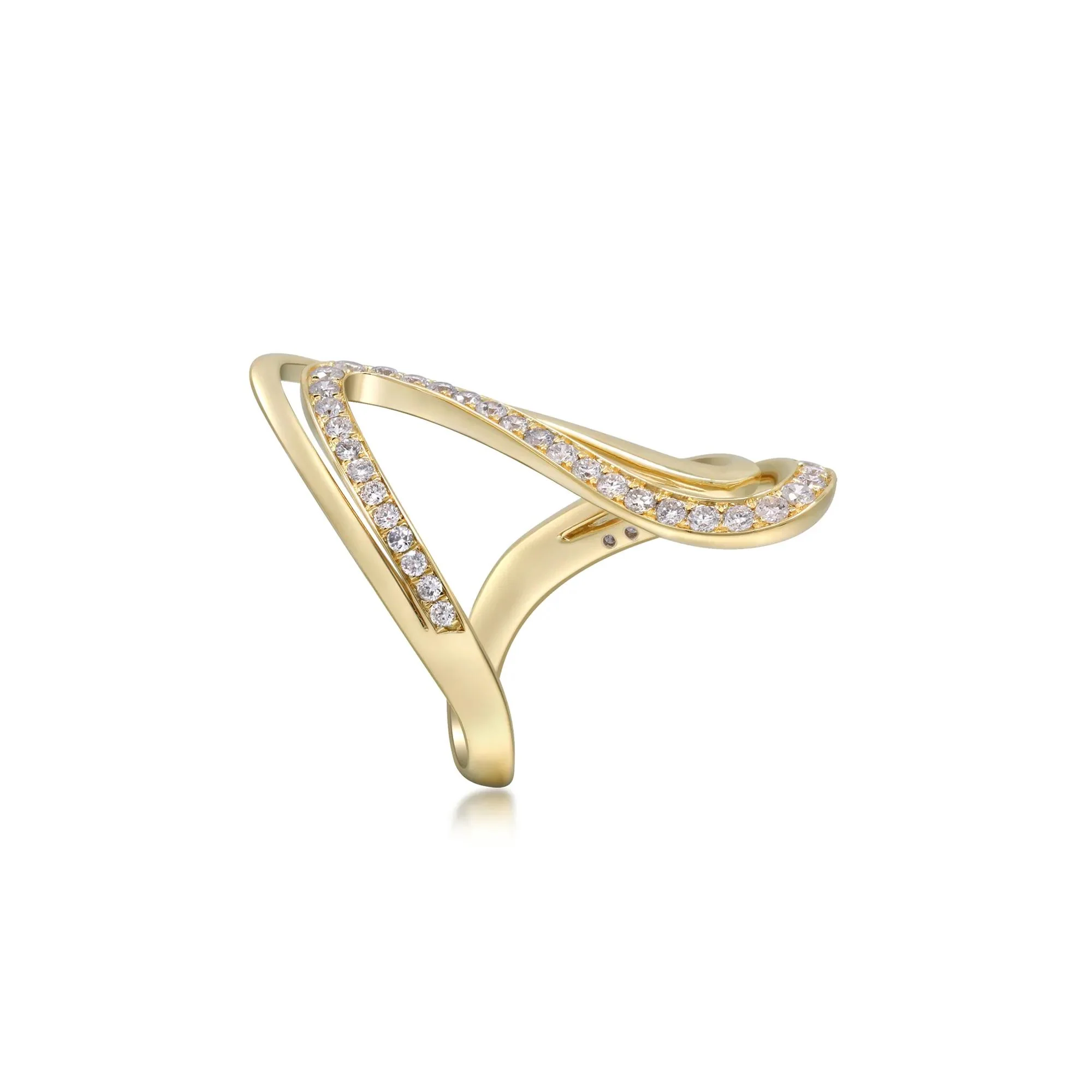 3/4 CT. Tw. Diamond Swirl Cocktail Ring 10K Yellow Gold Size 5 2mm - Image 4