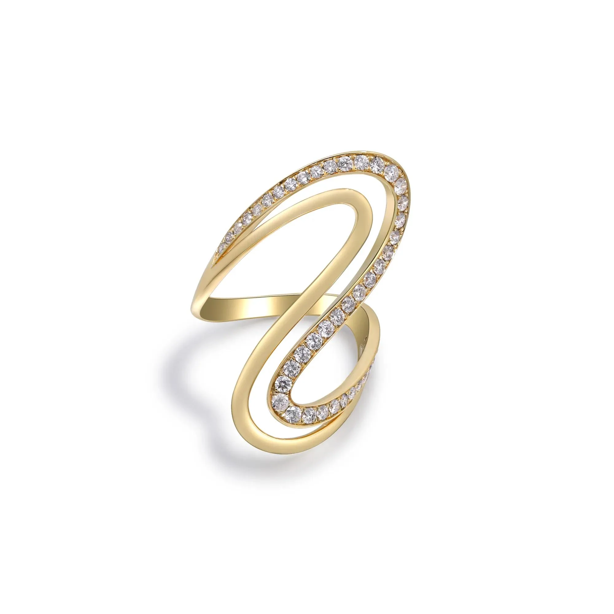 3/4 CT. Tw. Diamond Swirl Cocktail Ring 10K Yellow Gold Size 9 2mm