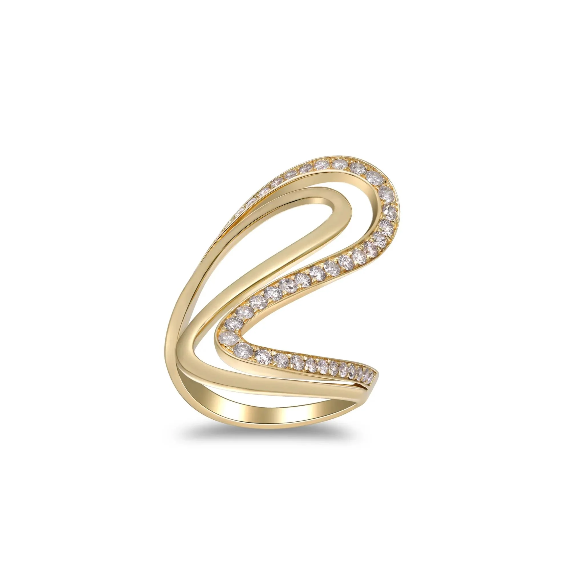 3/4 CT. Tw. Diamond Swirl Cocktail Ring 10K Yellow Gold Size 9 2mm - Image 2