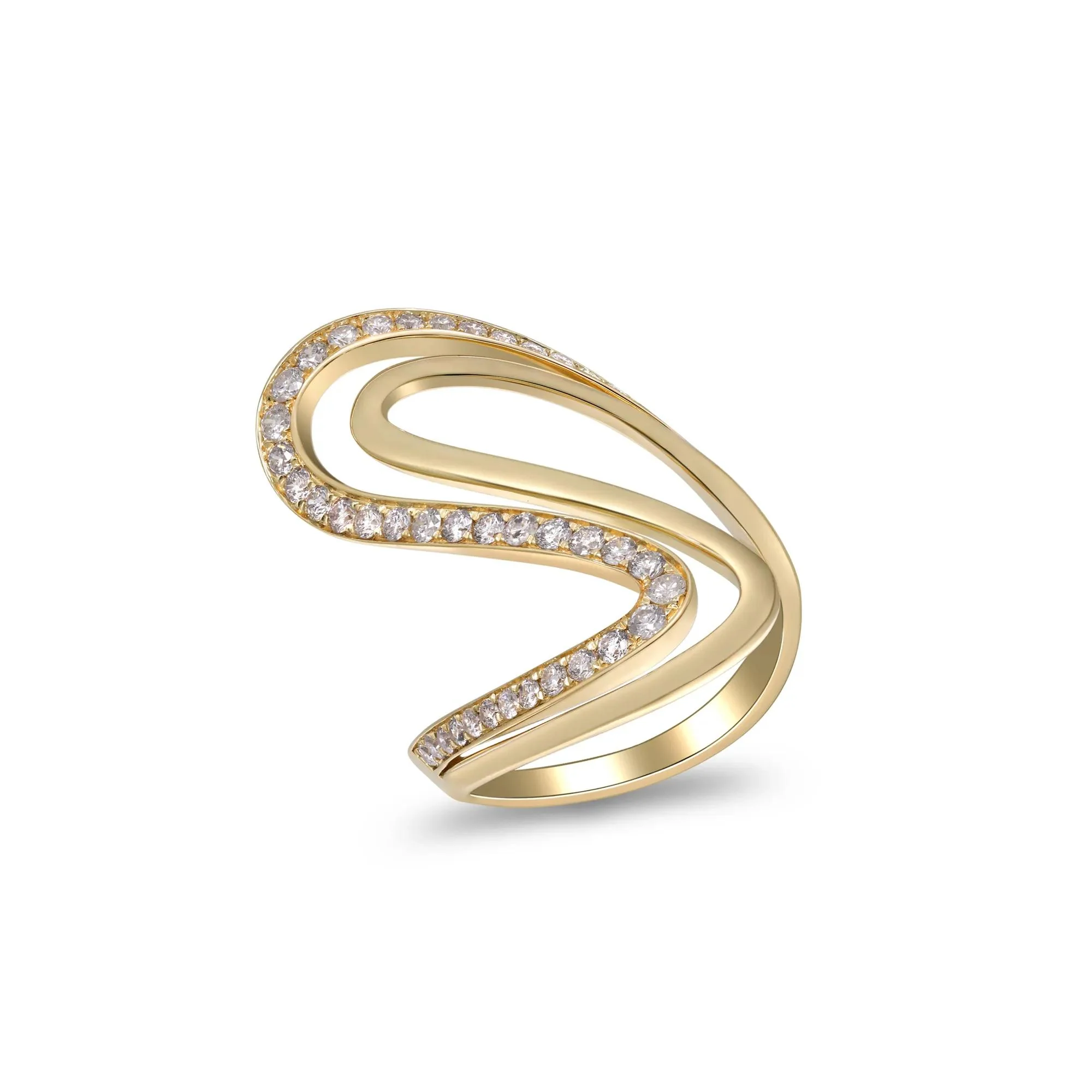 3/4 CT. Tw. Diamond Swirl Cocktail Ring 10K Yellow Gold Size 9 2mm - Image 5